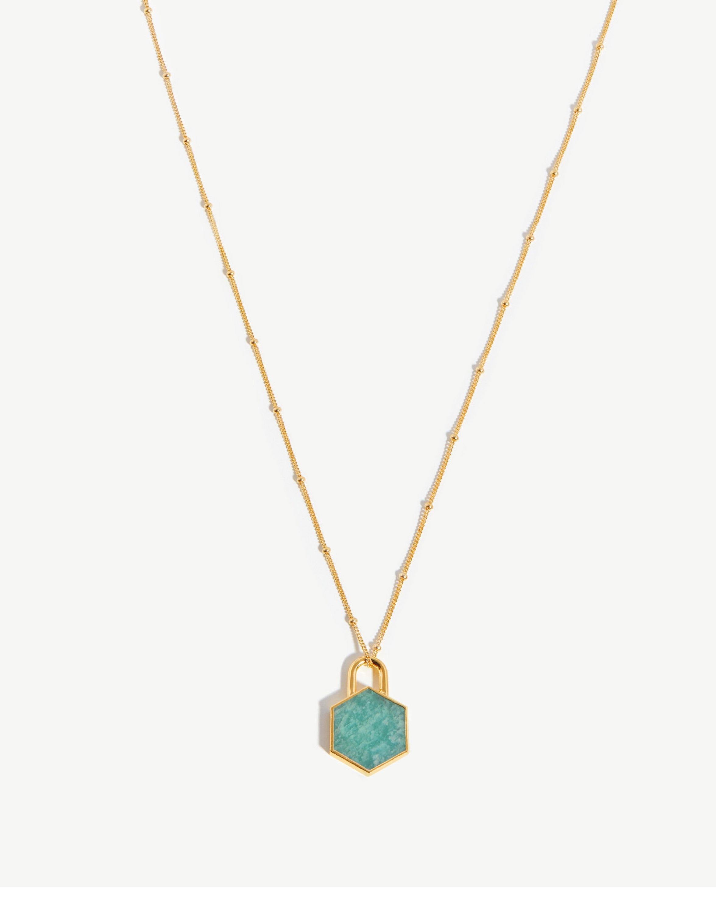 Hex Pendant Chain Necklace Necklaces Missoma 18ct Gold Plated/Amazonite 