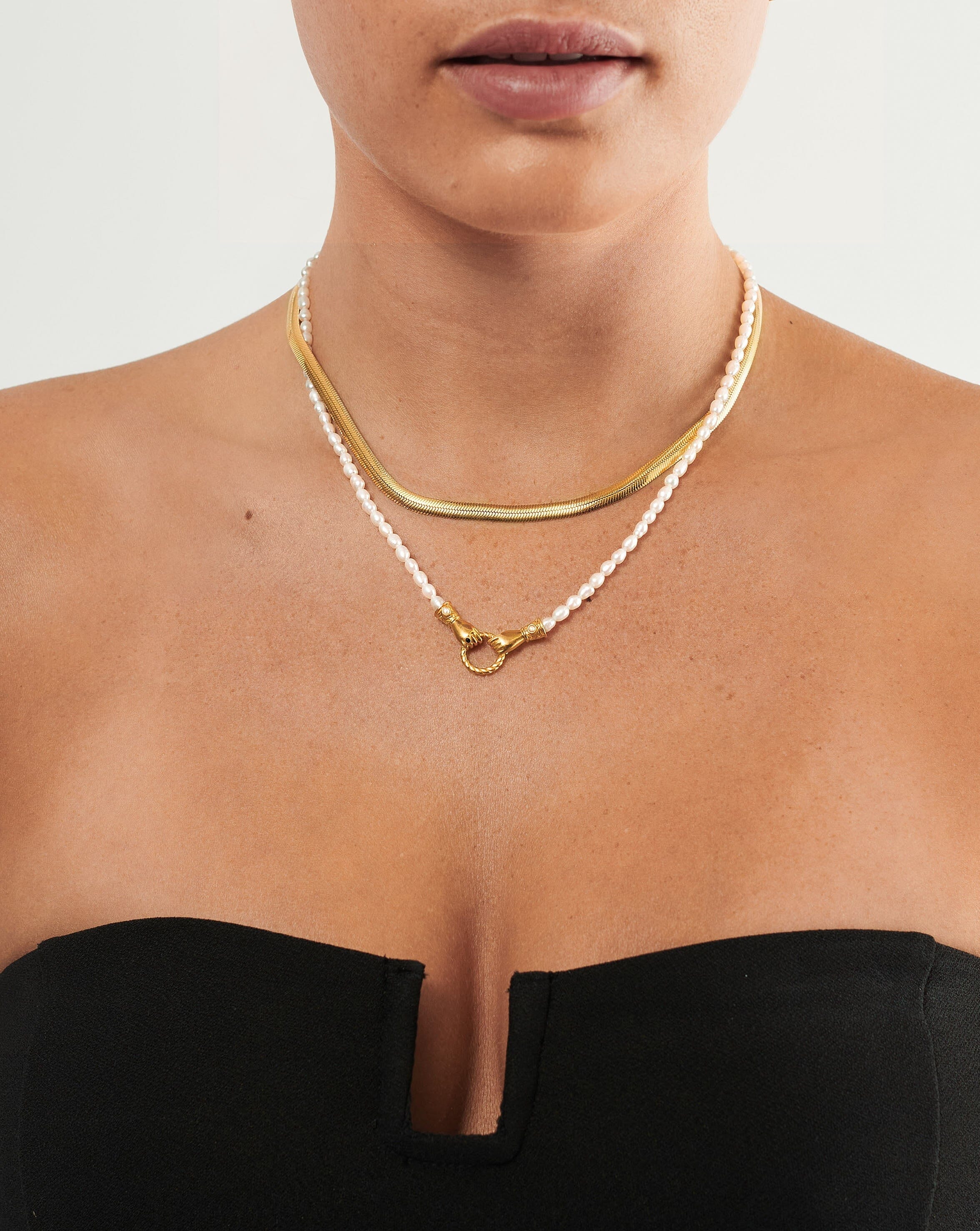 Iconic In Good Hands Necklace Set | 18ct Gold Plated Vermeil/Pearl & Black Onyx Layering Sets Missoma 