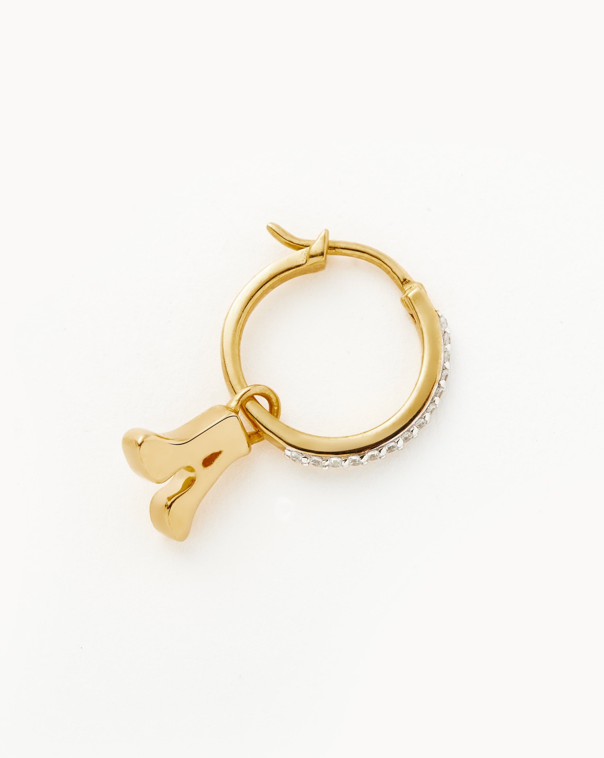 Initial Single Charm Hoop Earring - Initial A | 18ct Gold Plated Vermeil Earrings Missoma 