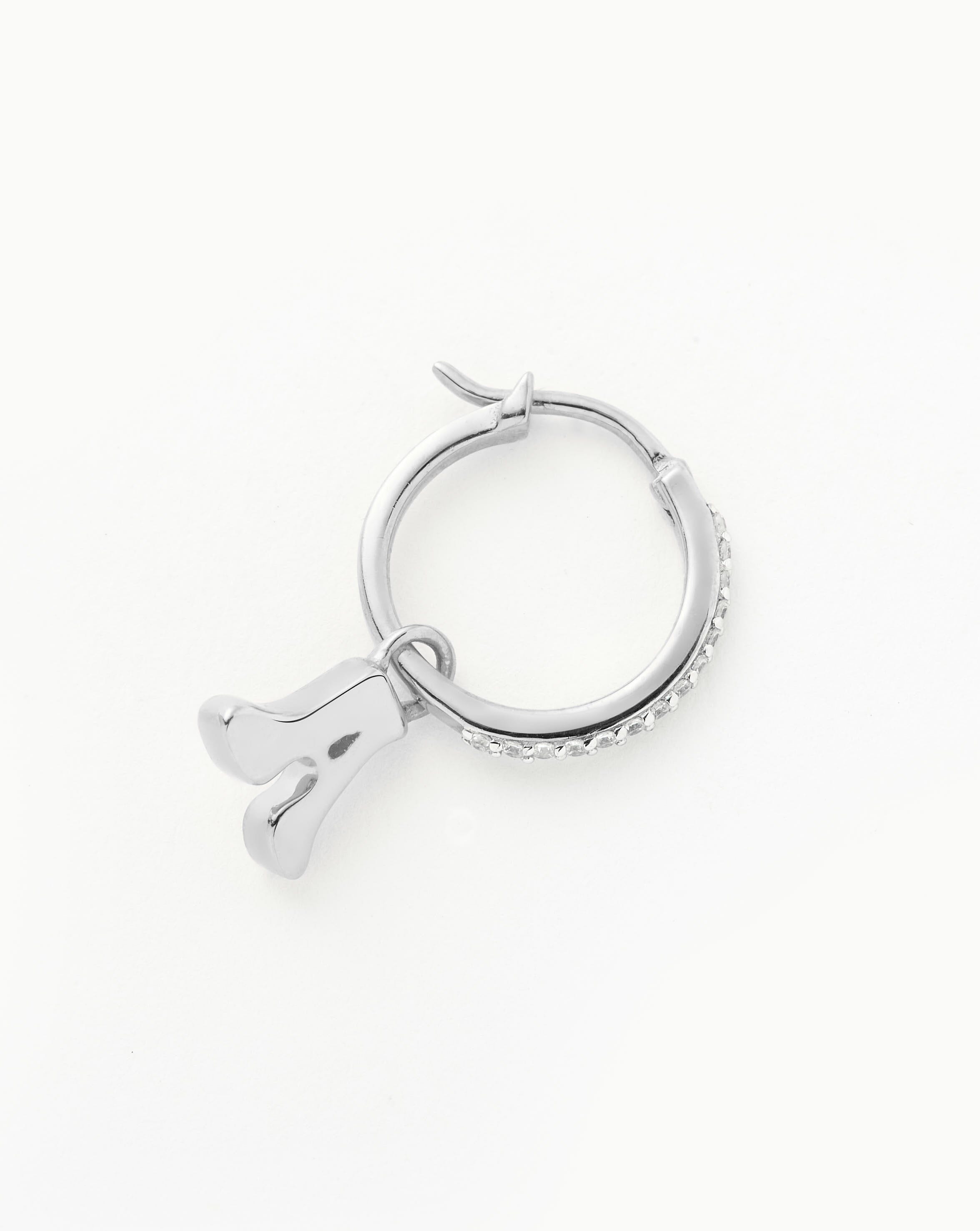 Initial Single Charm Hoop Earring - Initial A | Sterling Silver Earrings Missoma 