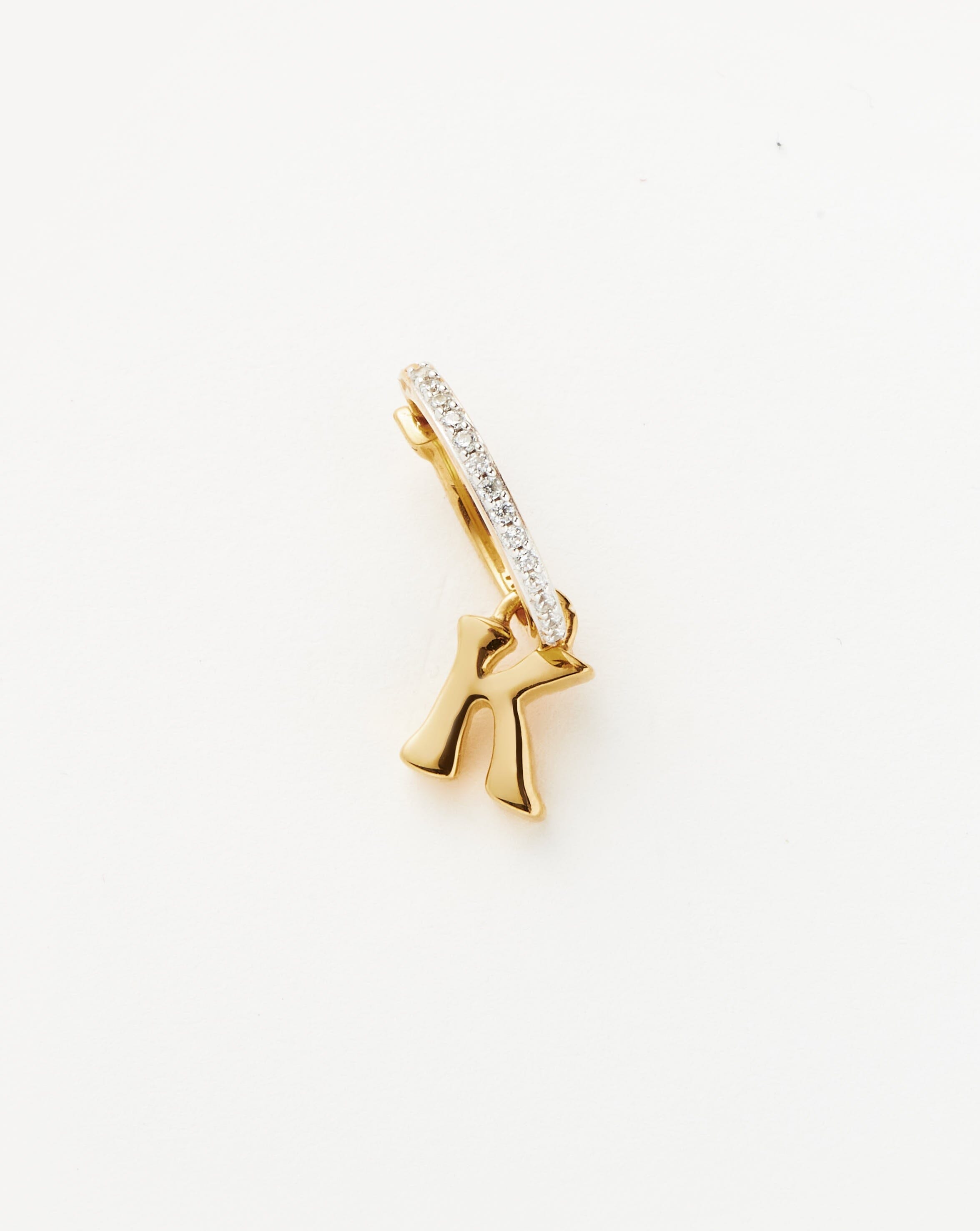 Initial Single Charm Hoop Earring - Initial K | 18ct Gold Plated Vermeil Earrings Missoma 