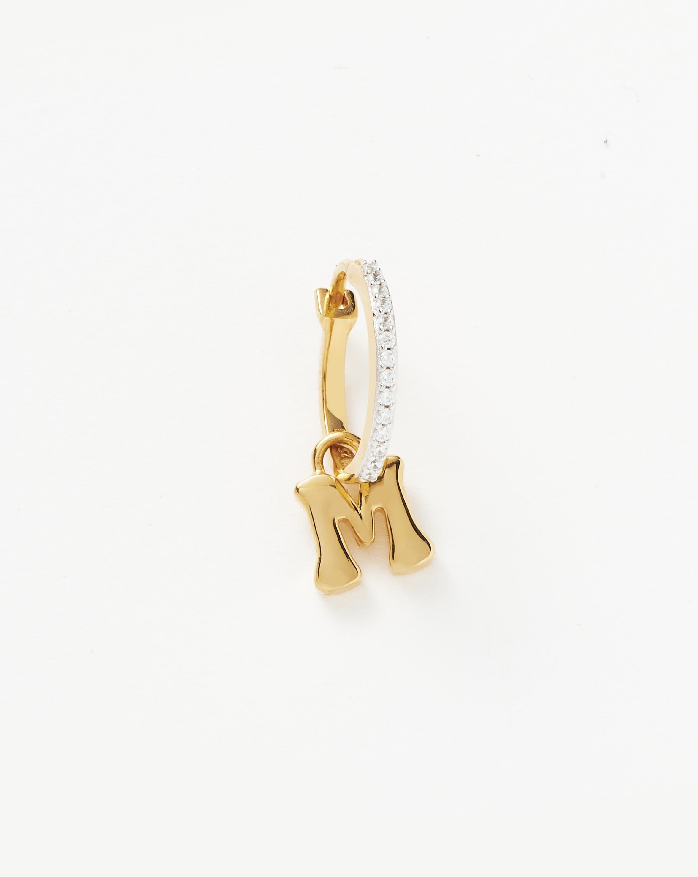 Initial Single Charm Hoop Earring - Initial M | 18ct Gold Plated Vermeil Earrings Missoma 