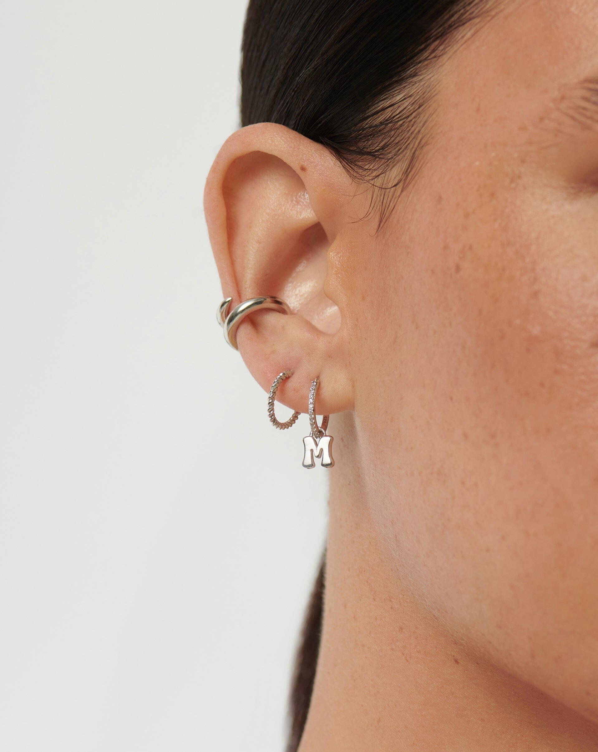 Initial Single Charm Hoop Earring - Initial M | Sterling Silver Earrings Missoma 