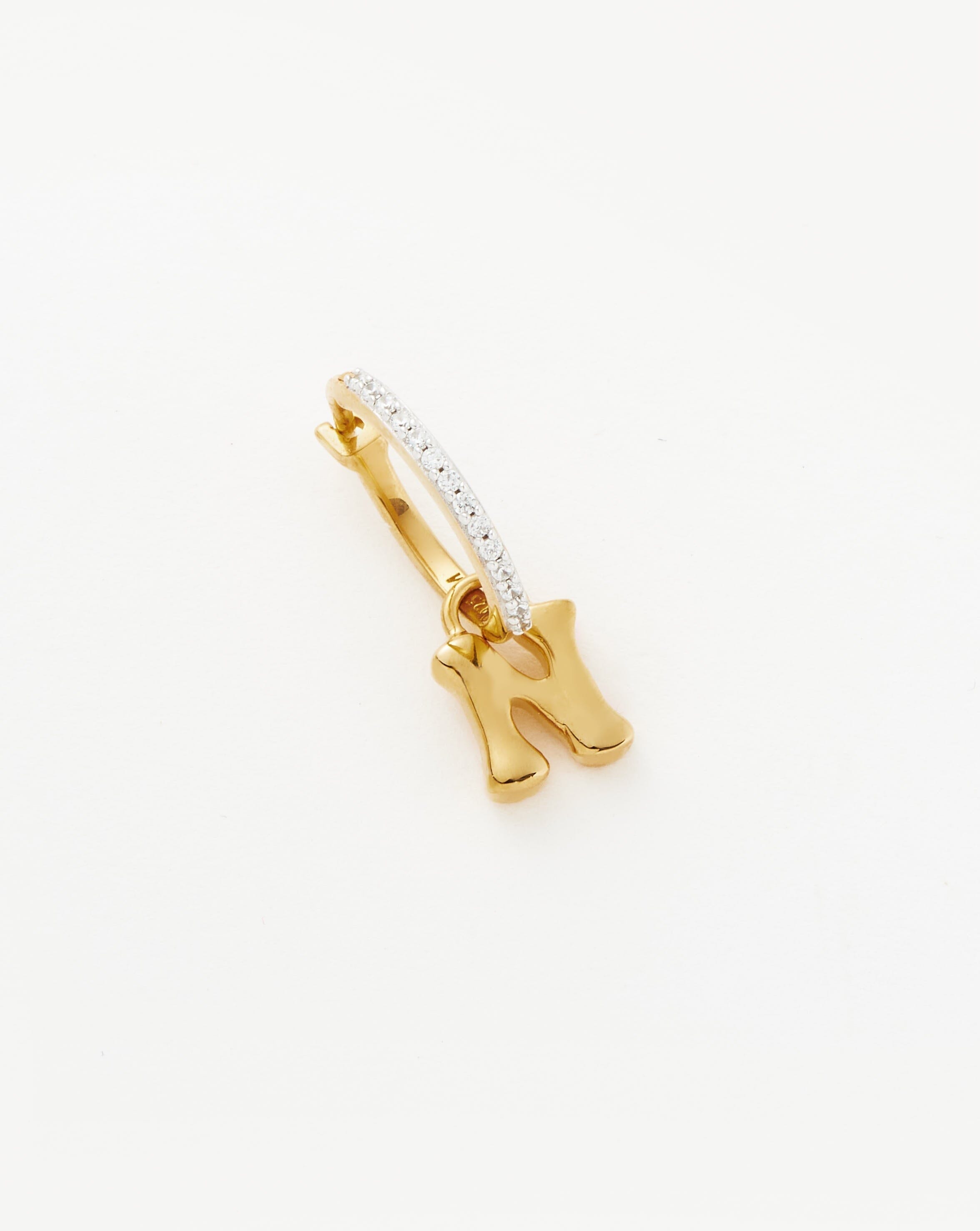 Initial Single Charm Hoop Earring - Initial N | 18ct Gold Plated Vermeil Earrings Missoma 