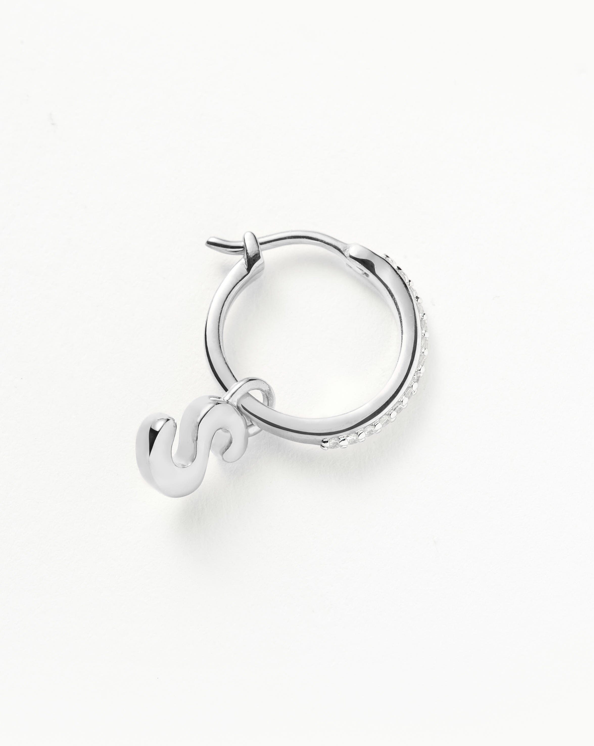 Initial Single Charm Hoop Earring - Initial S | Sterling Silver Earrings Missoma 