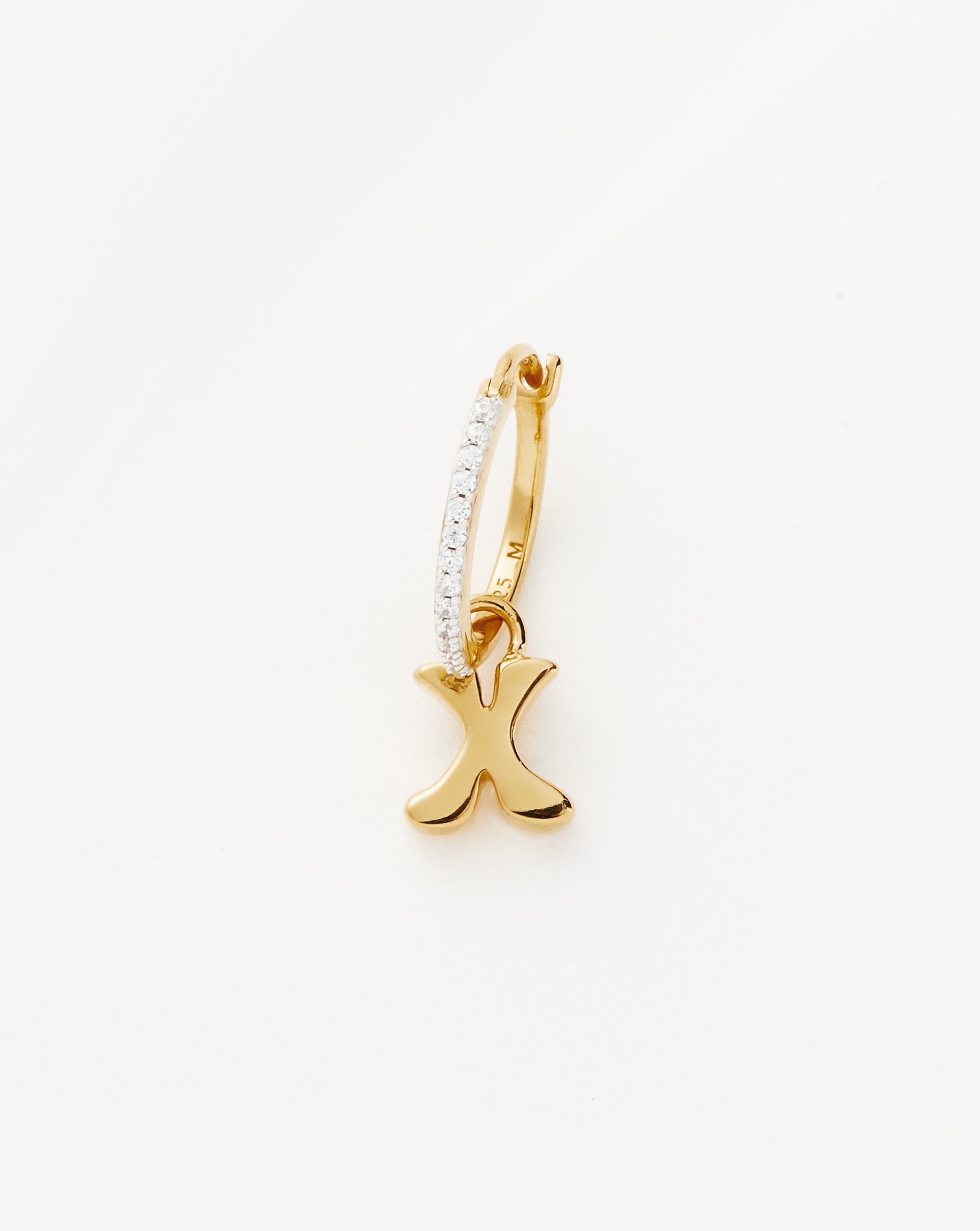 Initial Single Charm Hoop Earring - Initial X | 18ct Gold Plated Vermeil Earrings Missoma 