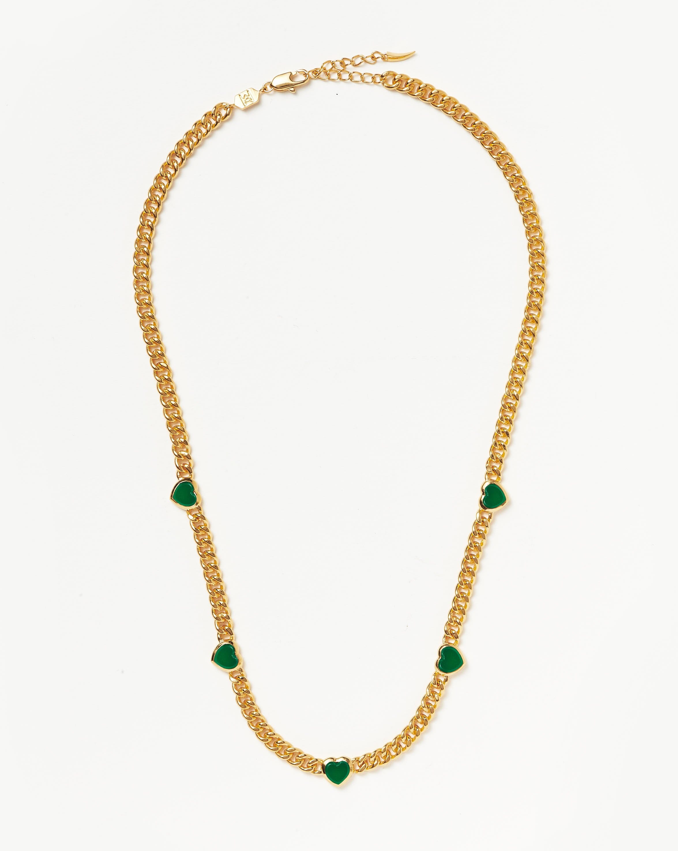 Jelly Heart Gemstone Charm Necklace | 18ct Gold Plated/Green Chalcedony Necklaces Missoma 