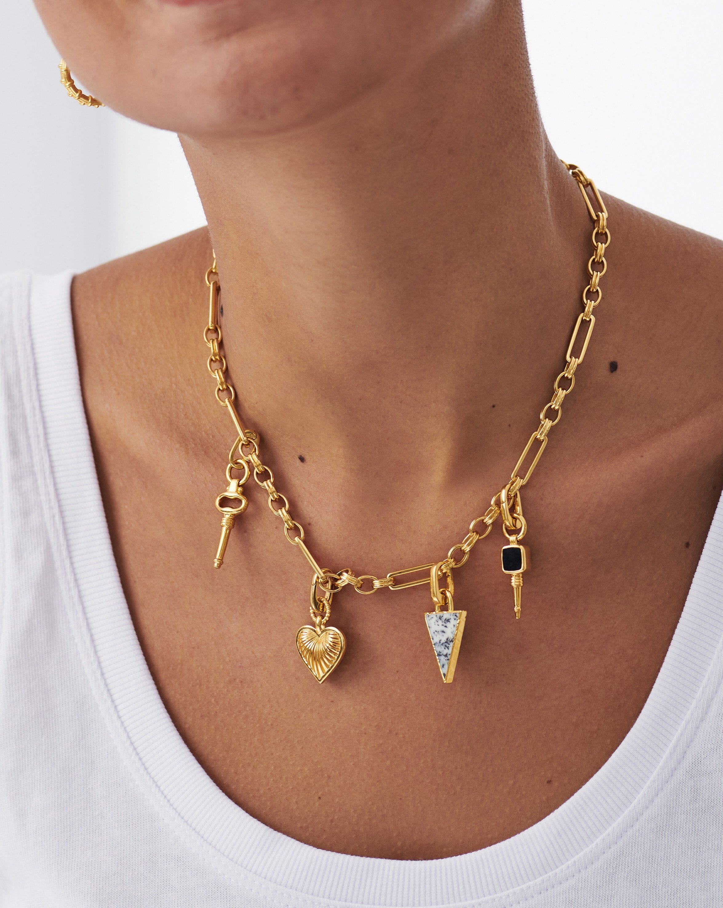 Key To Your Heart Charm Necklace | 18ct Gold Plated/Dendritic & Black Onyx Necklaces Missoma 