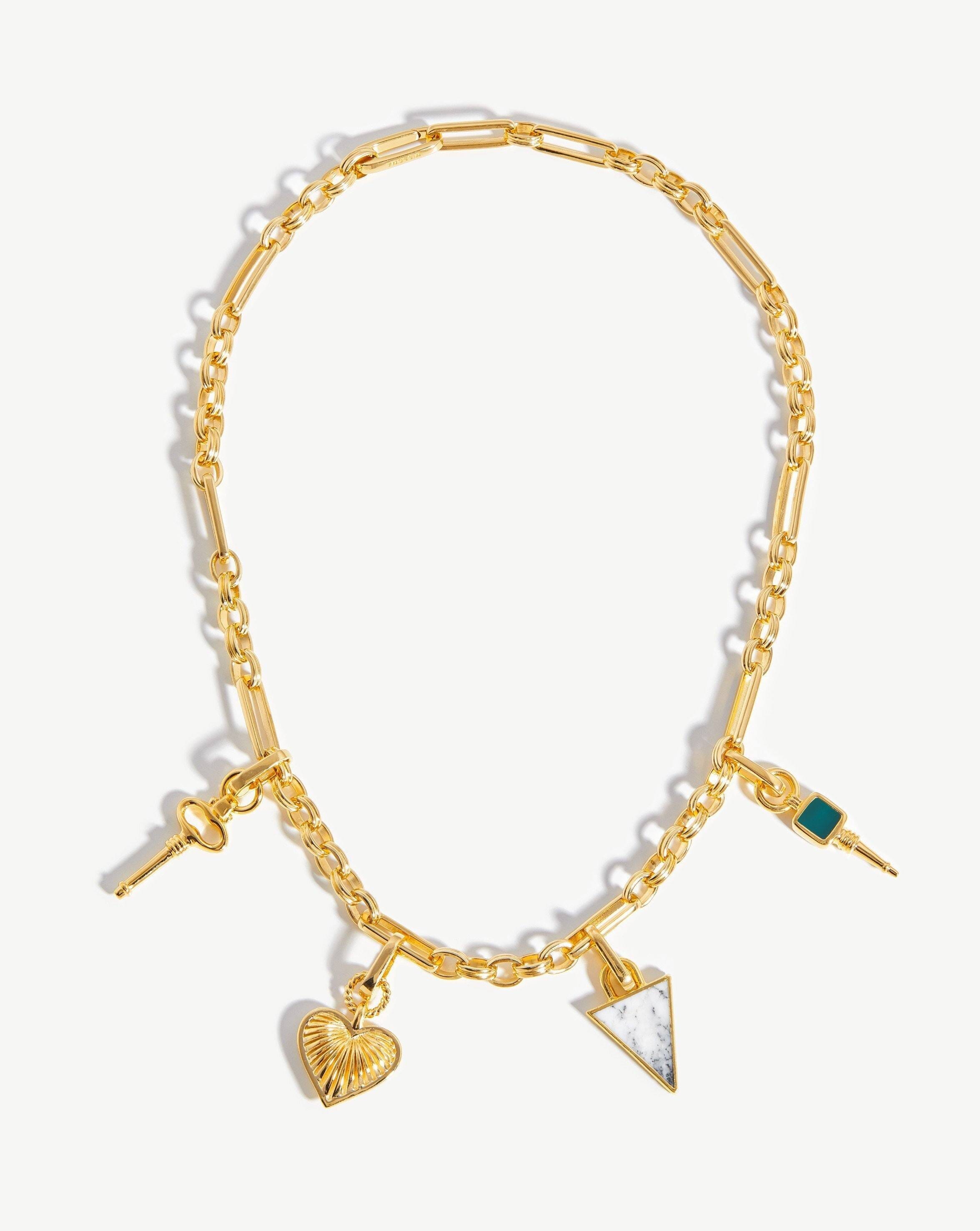 Key To Your Heart Charm Necklace | 18ct Gold Plated/Dendritic & Black Onyx Necklaces Missoma 