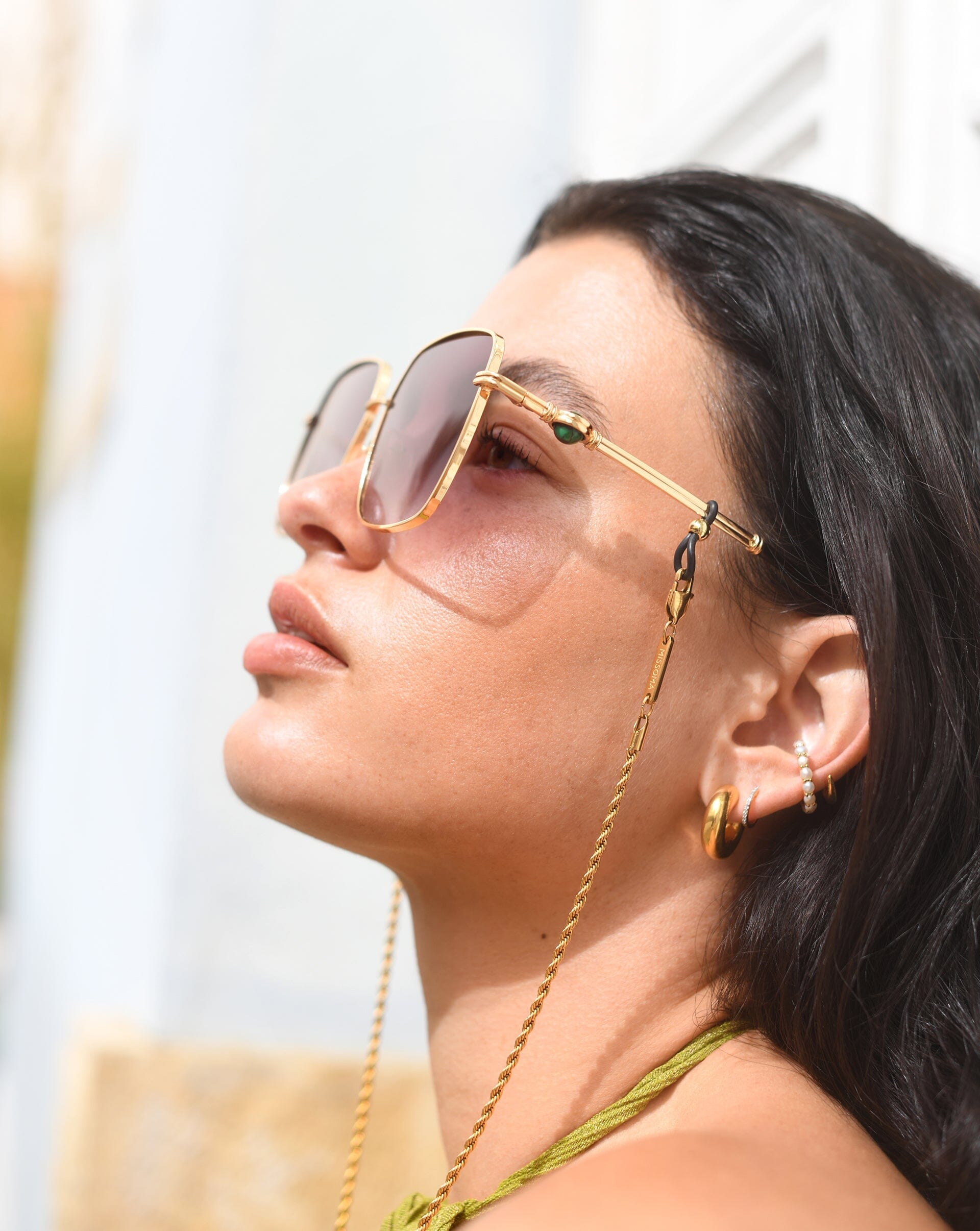 Le Specs Aquarius Sphere Oversized Square Sunglasses | Gold/Malachite Accessories Missoma 