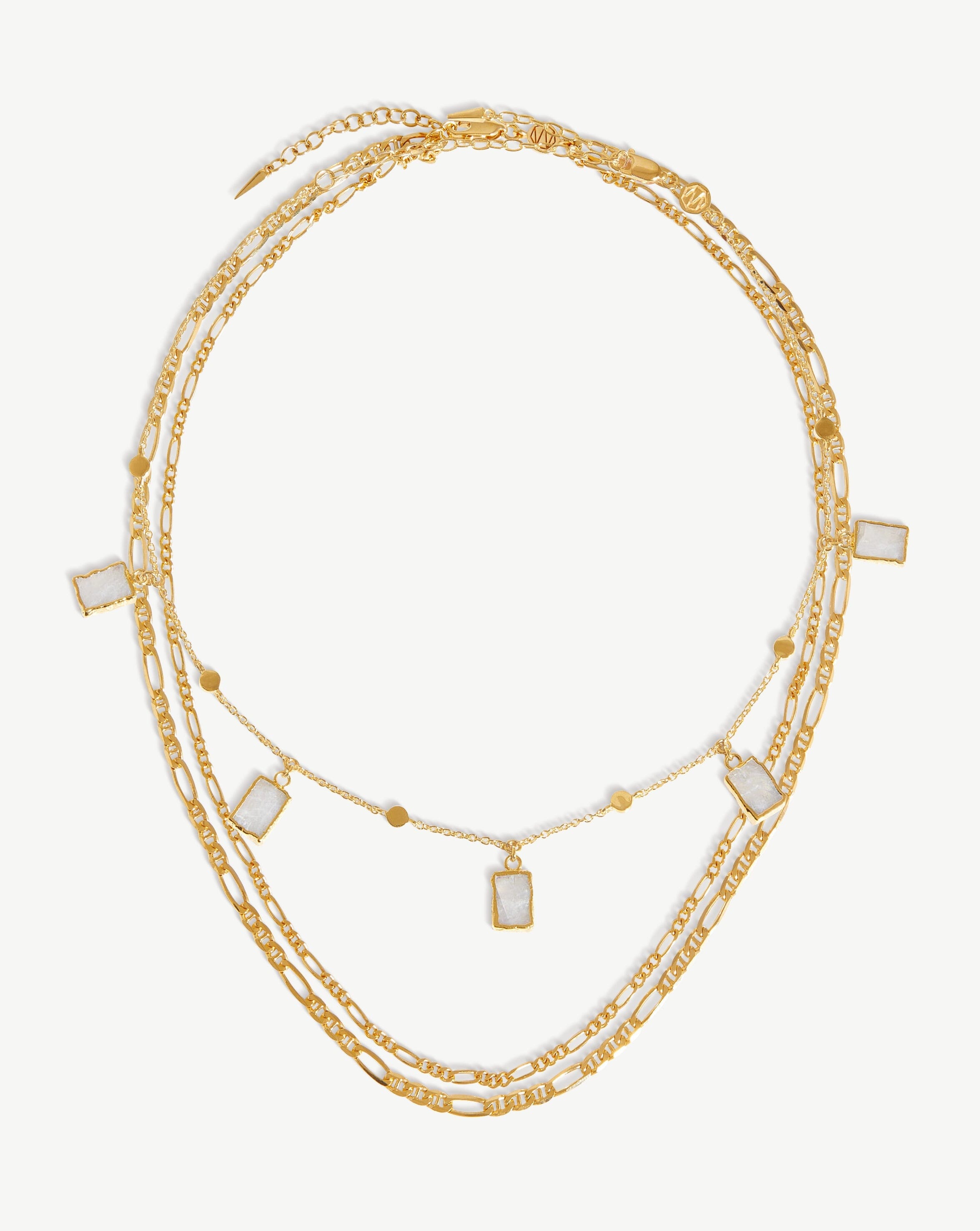 Lena Rainbow Moonstone Necklace Set | 18ct Gold Plated Vermeil/Rainbow Moonstone Layering Sets Missoma 18ct Gold Plated Vermeil/Rainbow Moonstone 