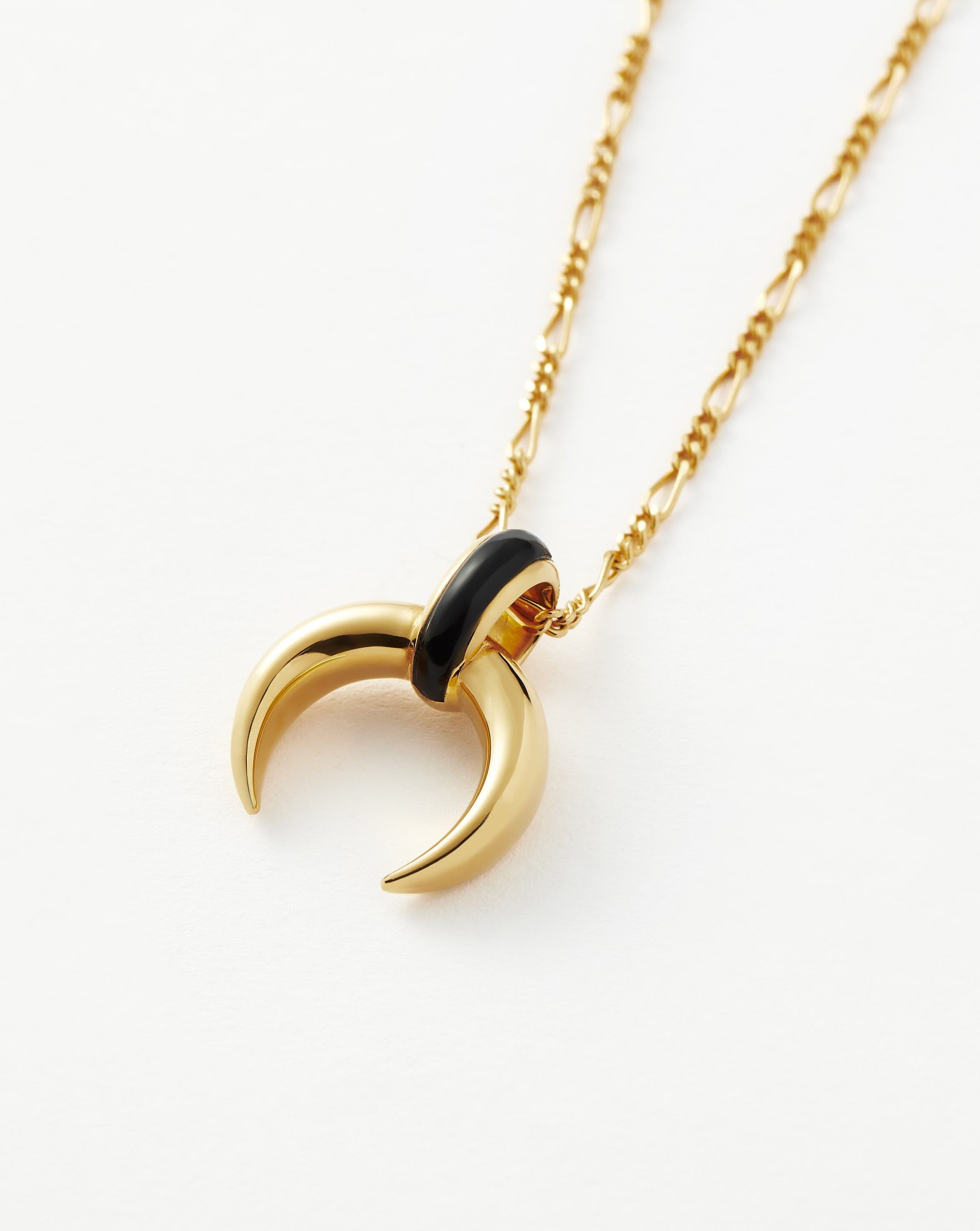 Lucy Williams Black Onyx Horn Pendant Necklace | 18ct Gold Plated Vermeil/Black Onyx Necklaces Missoma 