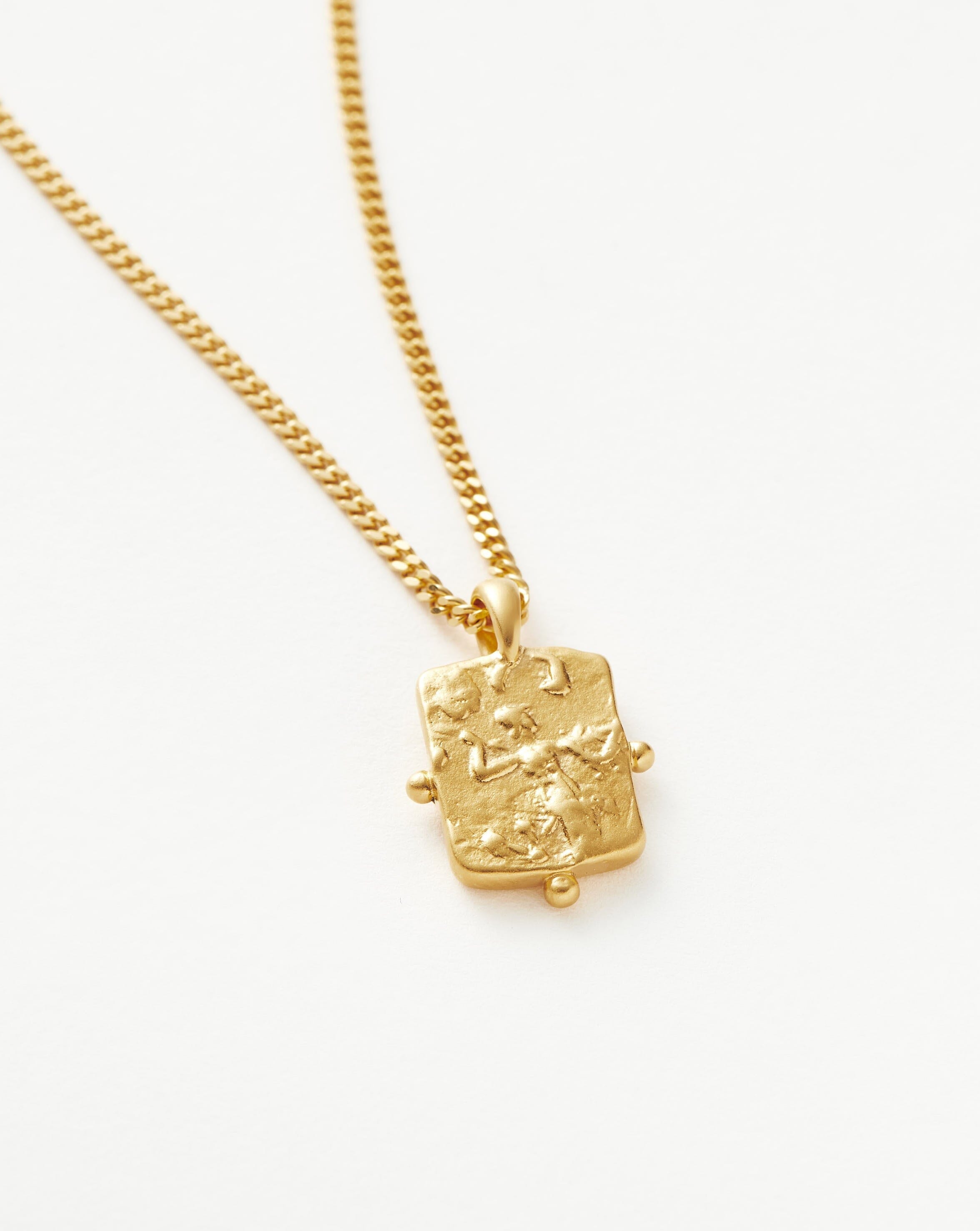 Lucy Williams Engravable Beaded Square Coin Pendant Necklace | 18ct Gold Plated Vermeil Necklaces Missoma 