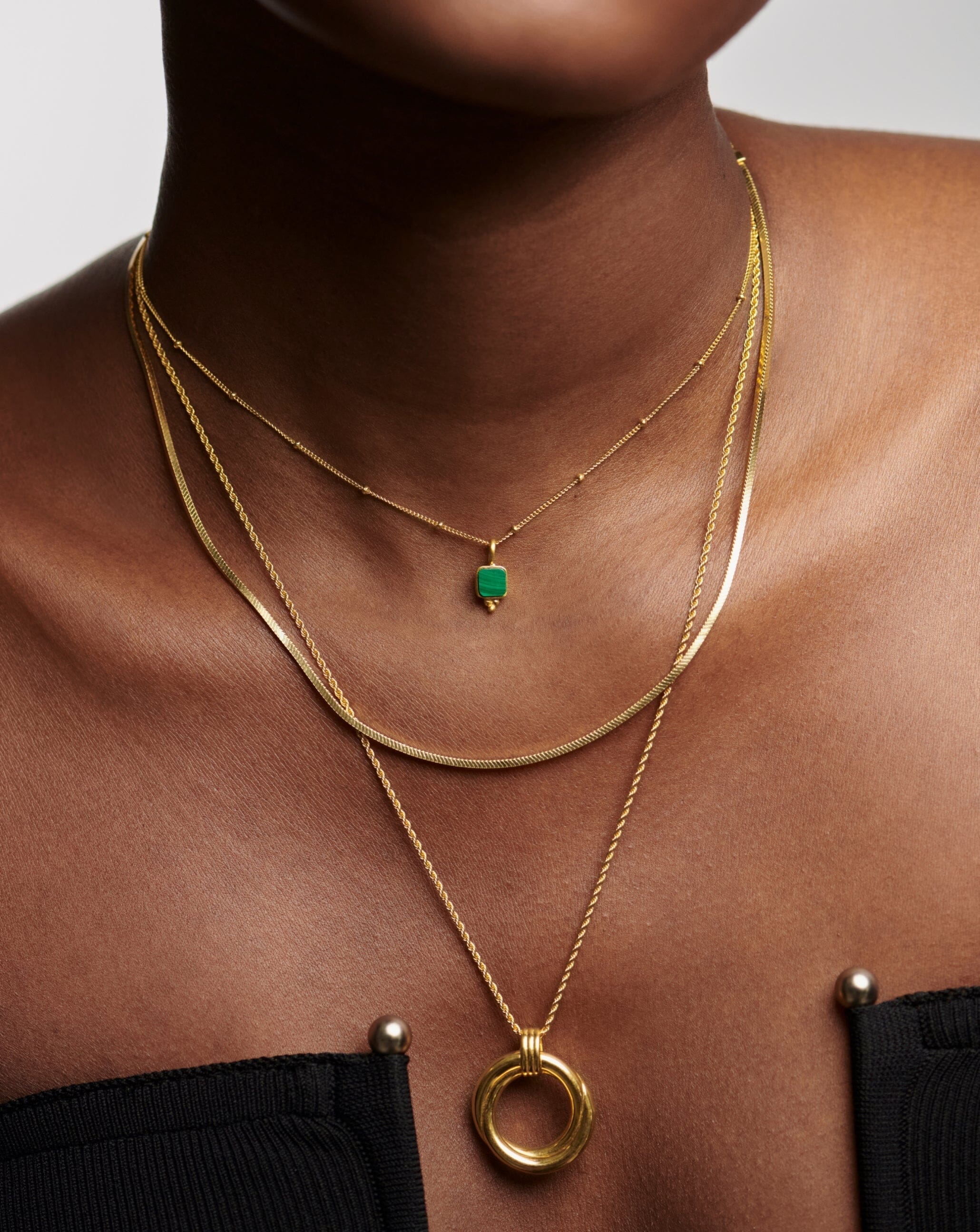 Lucy Williams Malachite Choker | 18ct Gold Plated Vermeil/Malachite Necklaces Missoma 