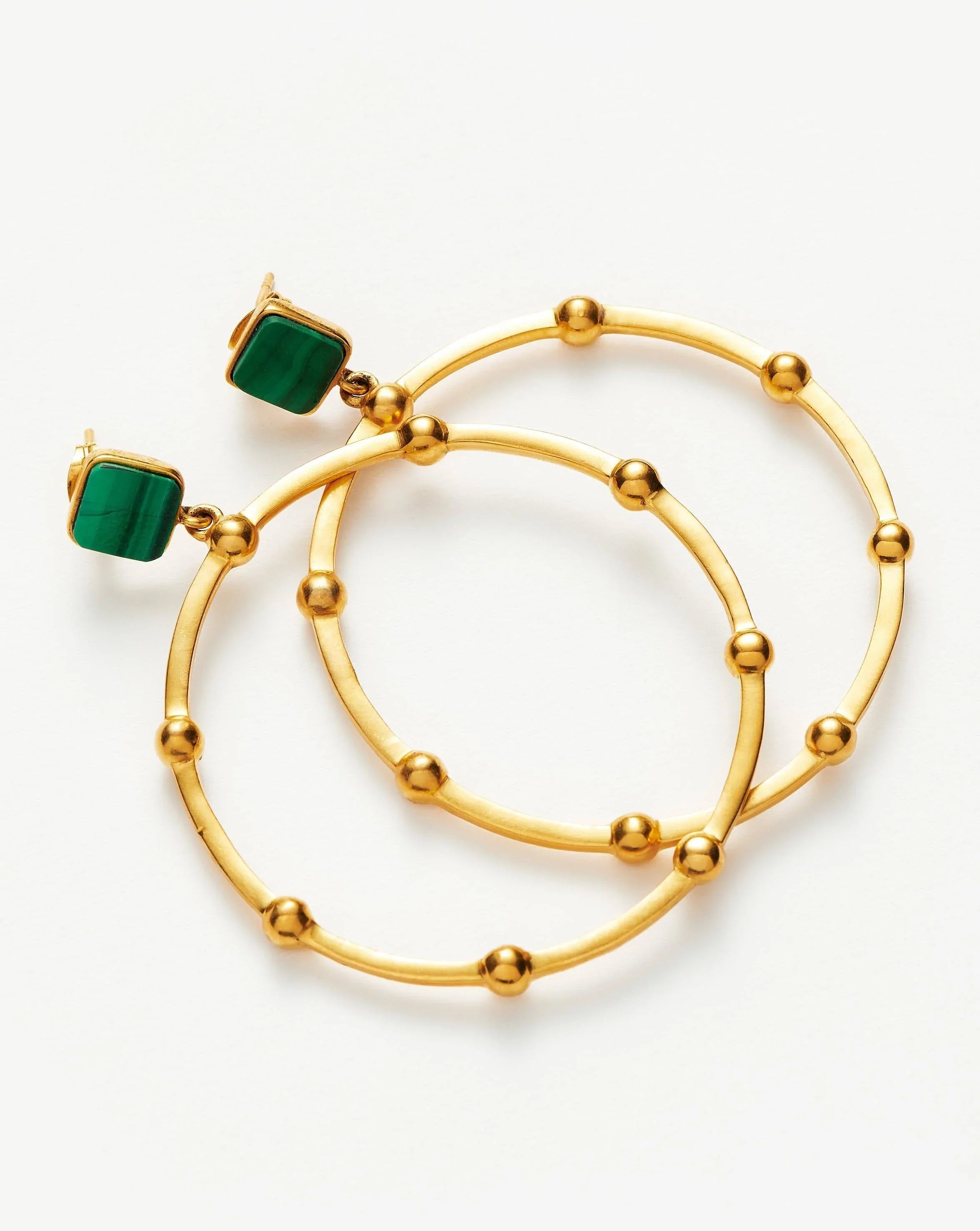 Lucy Williams Malachite Hoop Earrings | 18ct Gold Plated/Malachite Earrings Missoma 