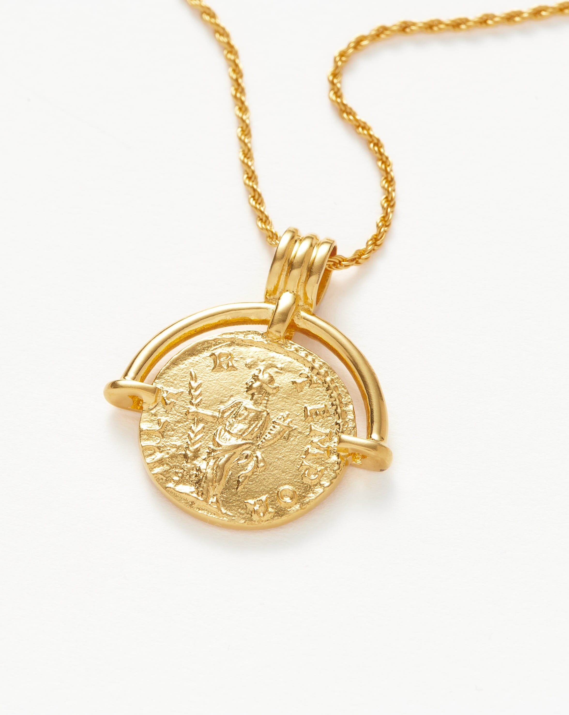 Lucy Williams Medium Engravable Roman Arc Coin Necklace | 18ct Gold Plated Necklaces Missoma 