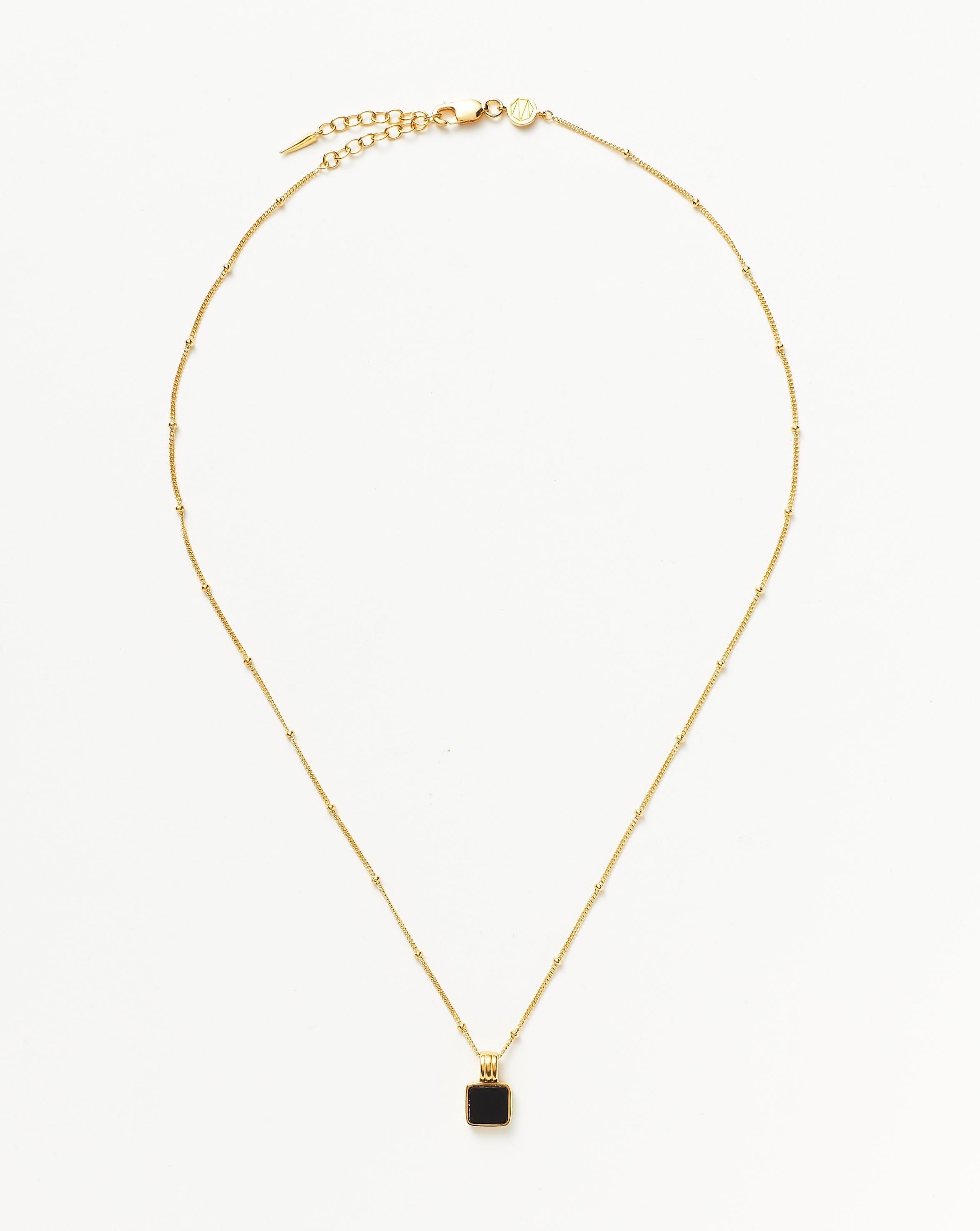 Lucy Williams Square Onyx Gemstone Necklace | 18ct Gold Plated Vermeil/Black Onyx Necklaces Missoma 