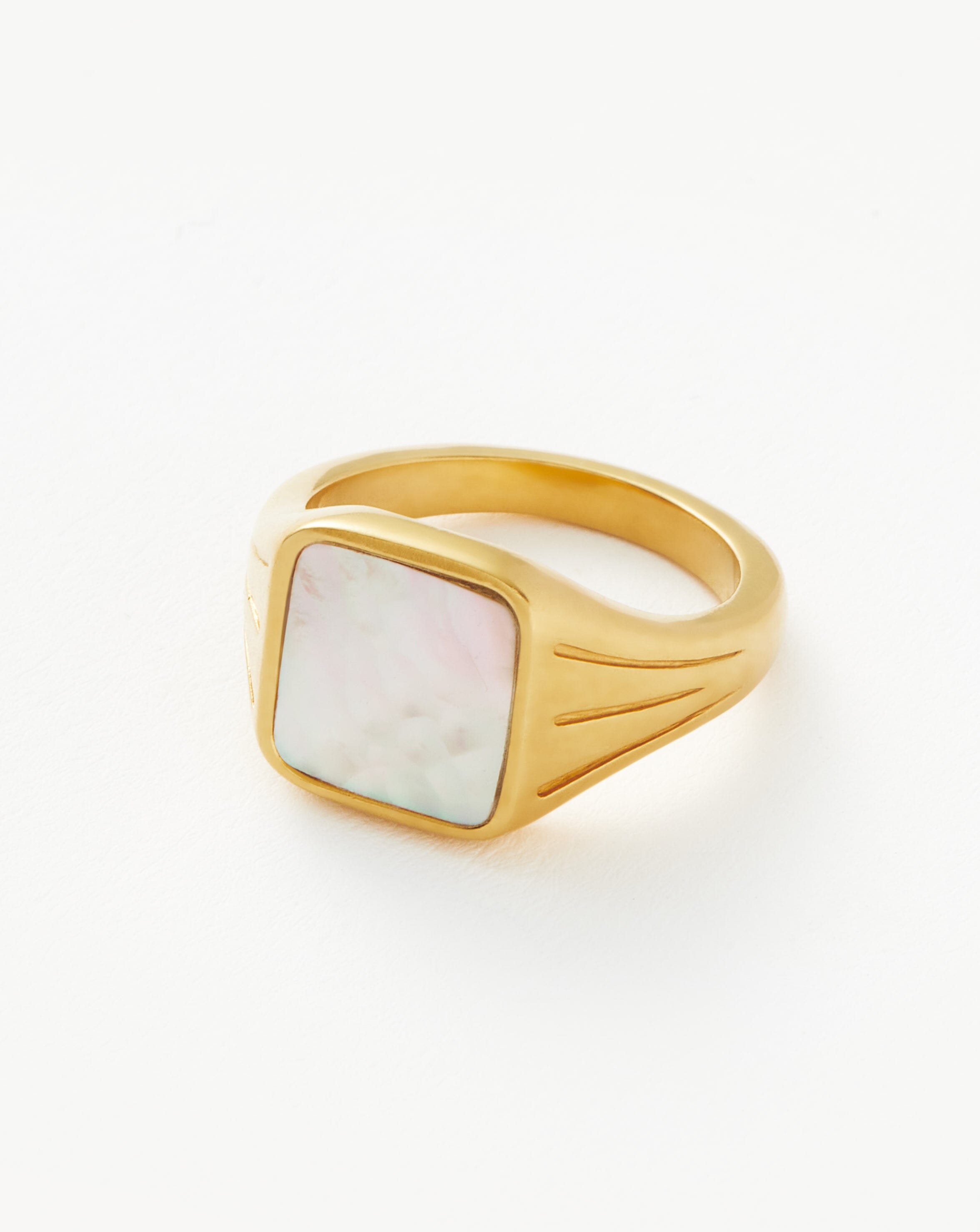 Lucy Williams Square Signet Ring | 18ct Gold Plated Vermeil/Mother of Pearl Rings Missoma 