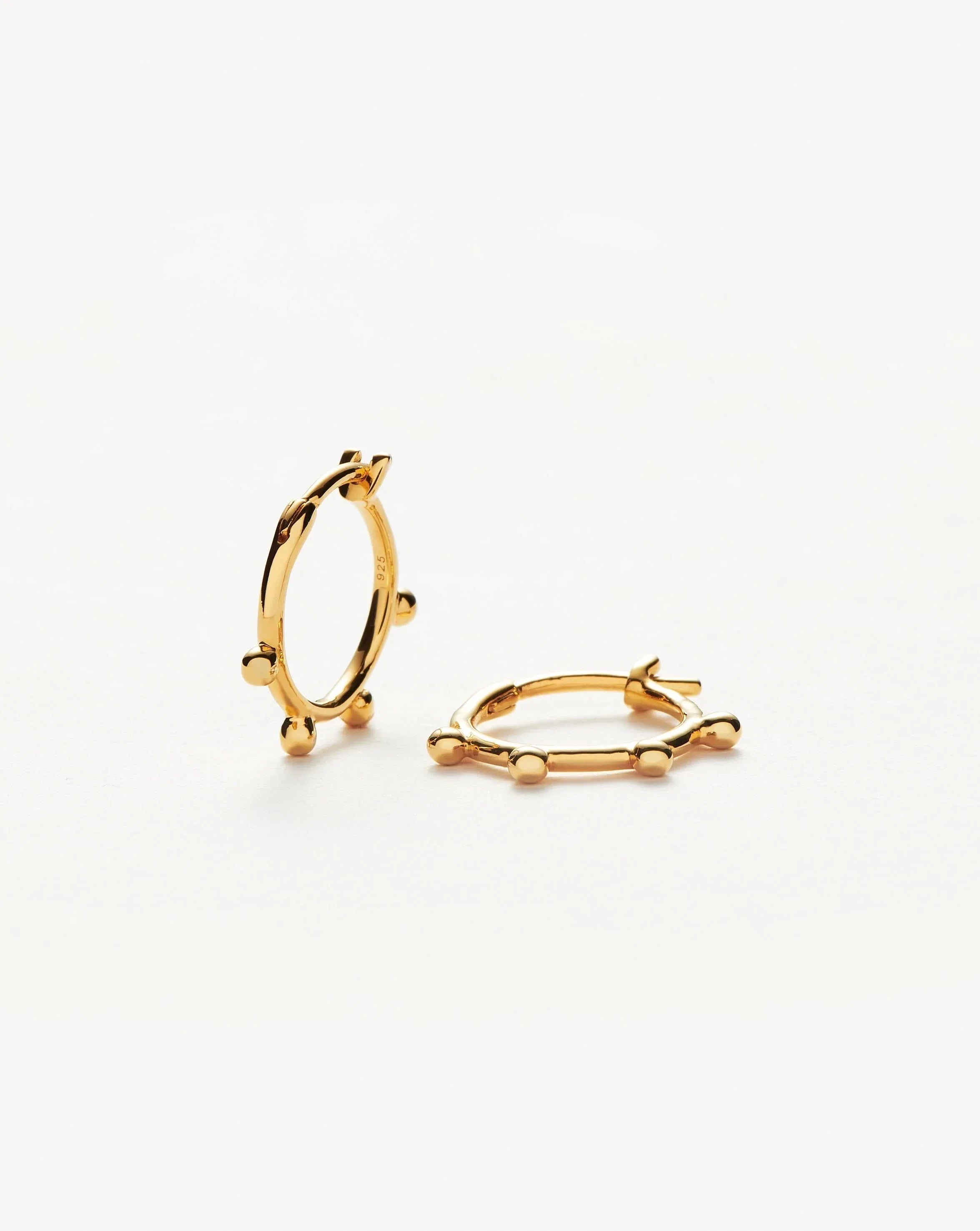 Lucy Williams Tiny Orb Hinged Hoop Earrings | 18ct Gold Plated Vermeil Earrings Missoma 