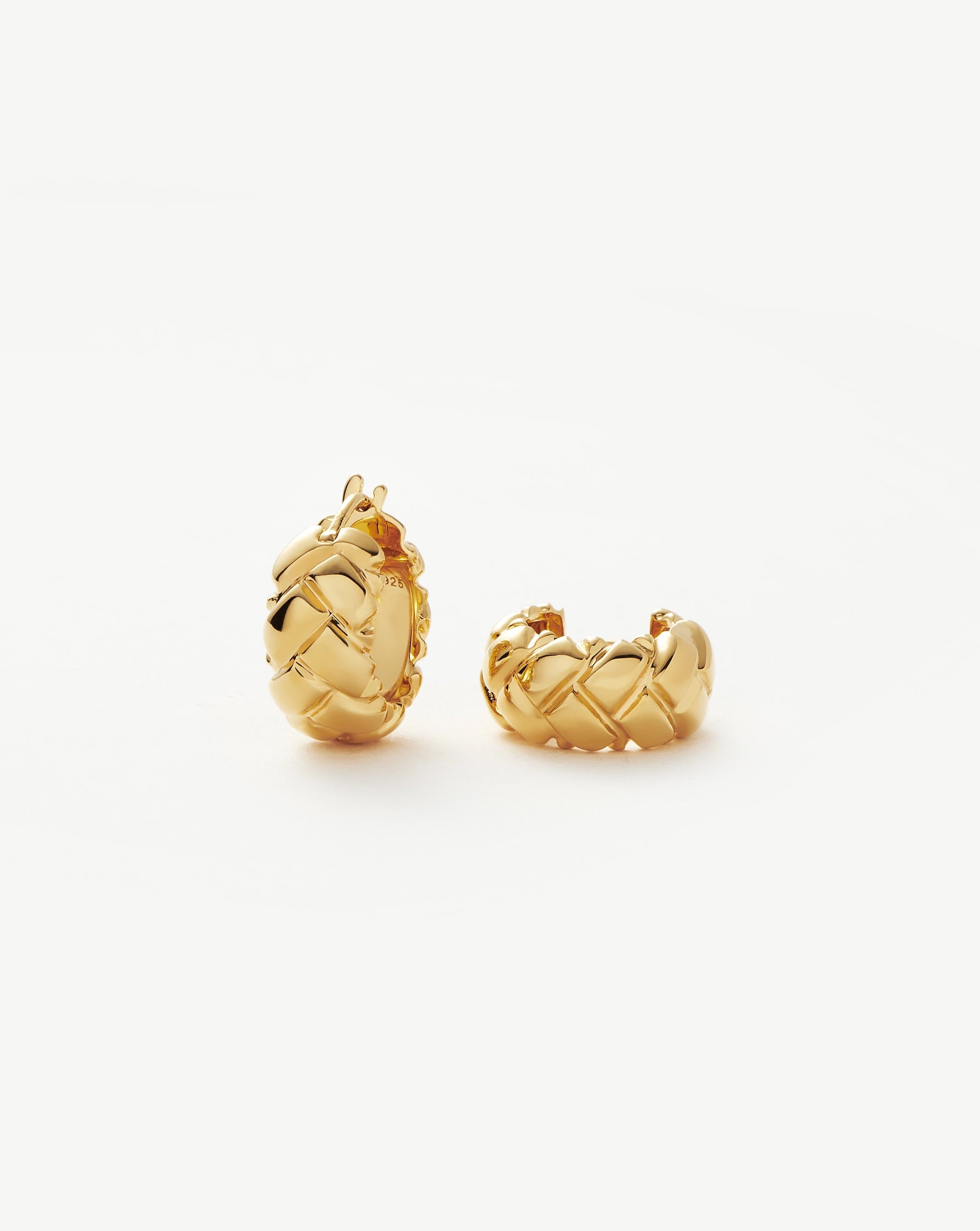 Lucy Williams Waffle Mini Hoop Earrings | 18ct Gold Plated Vermeil Earrings Missoma 