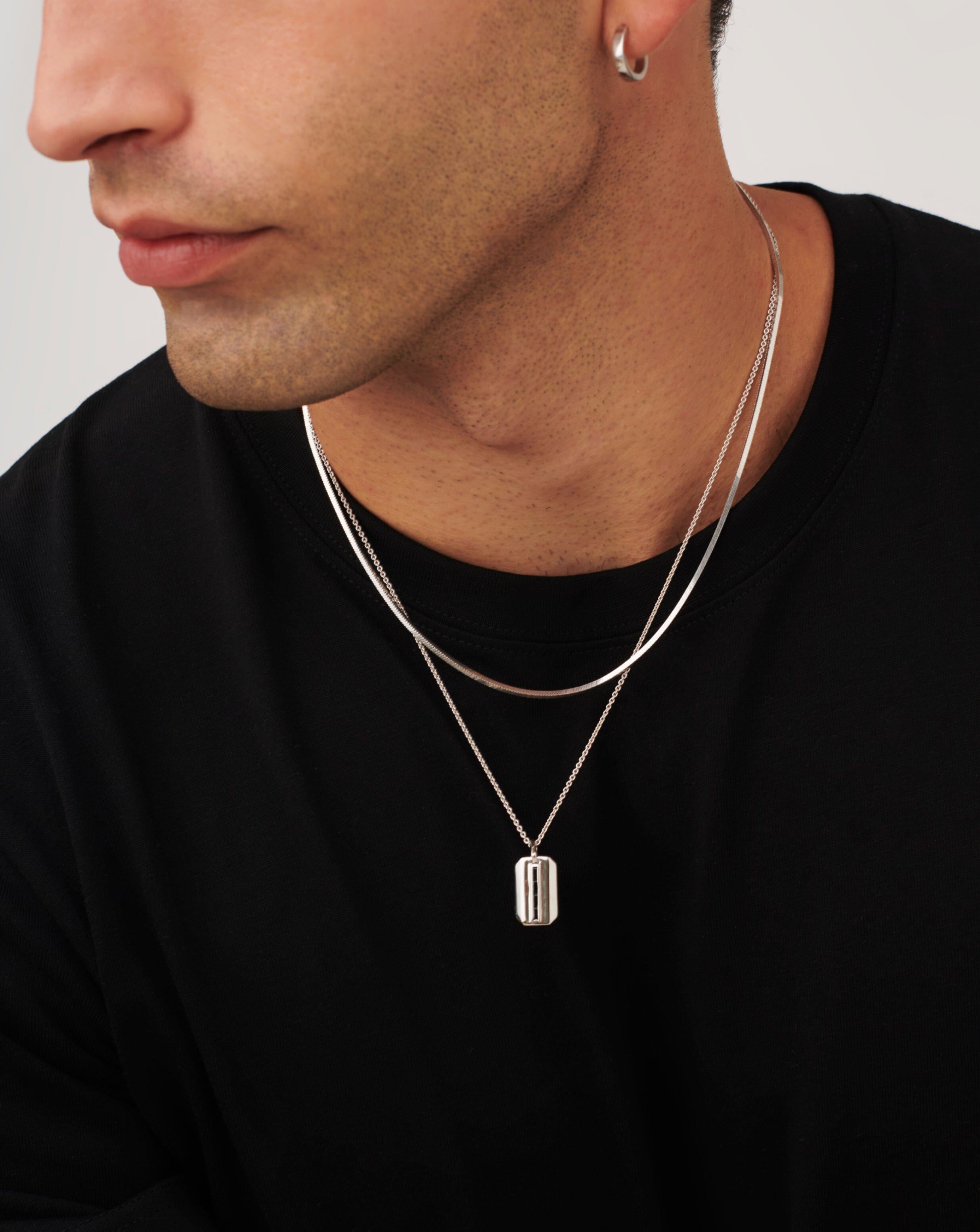 Men's Engravable Black Onyx Tag Pendant Necklace | Sterling Silver/Black Onyx Necklaces Missoma 