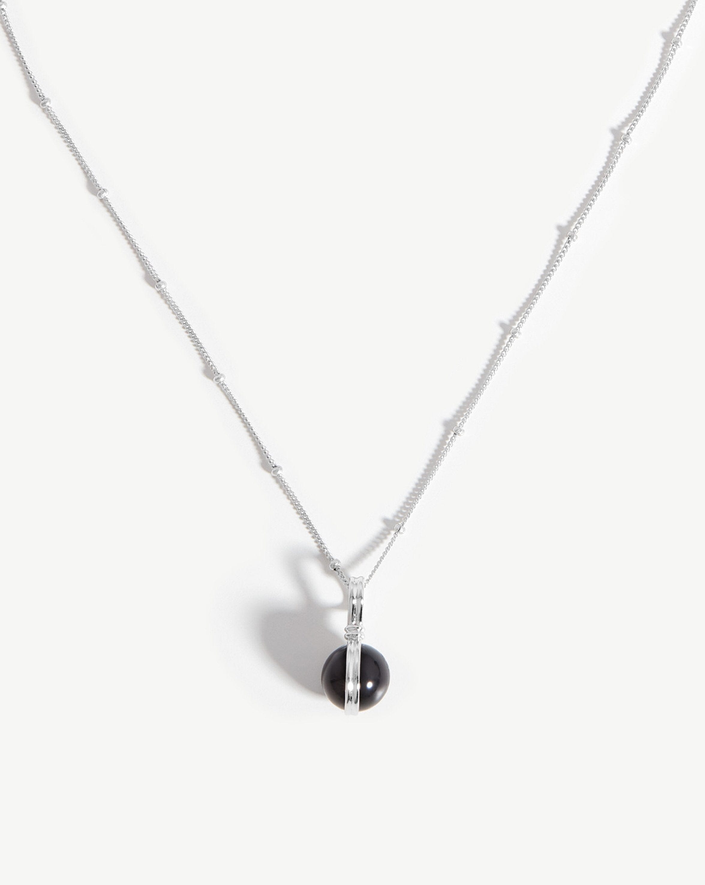 Mini Sphere Pendant Necklace | Sterling Silver/Black Onyx Necklaces Missoma 