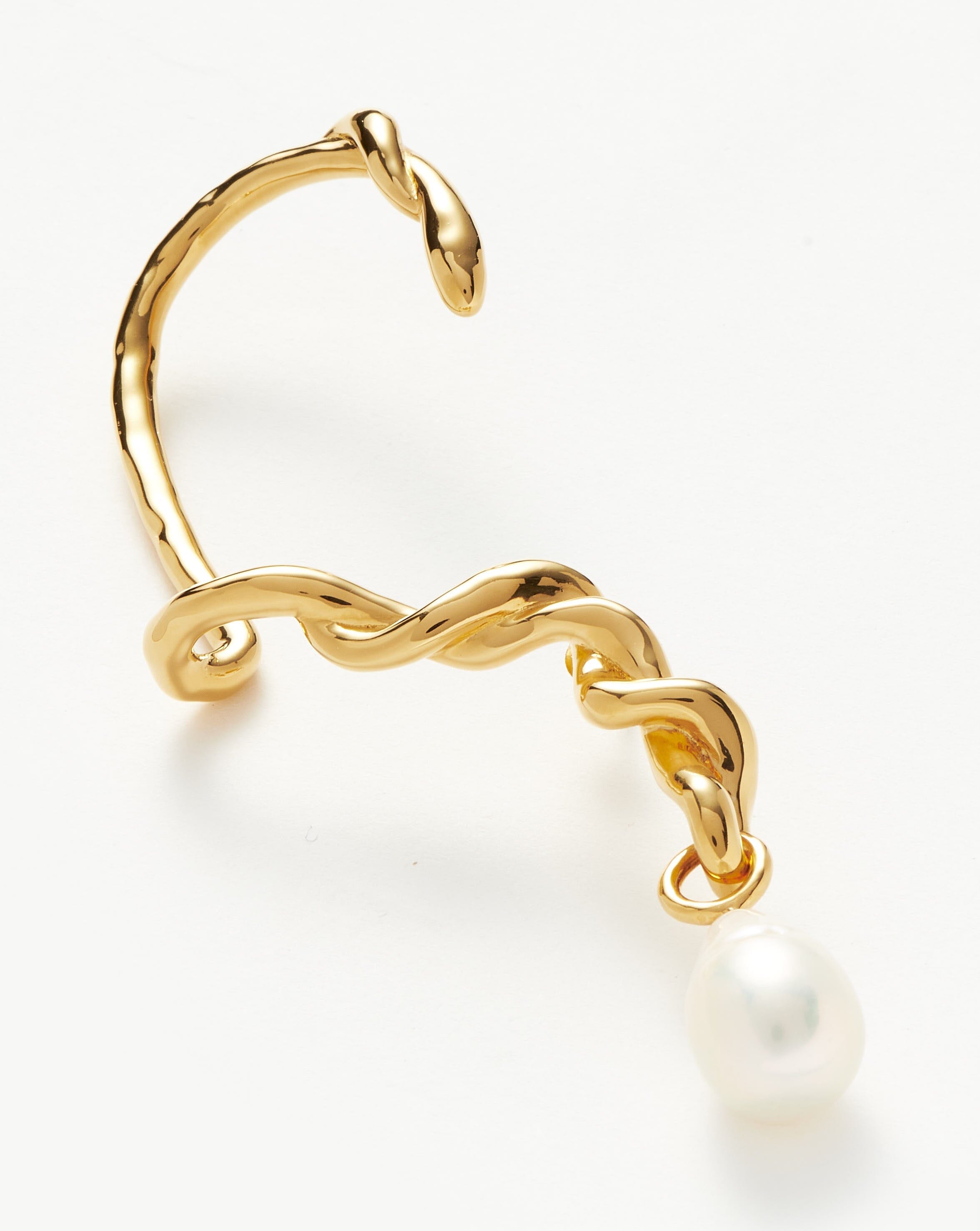 Molten Baroque Pearl Twisted Drop Ear Cuff | 18ct Gold Plated/Pearl Earrings Missoma 