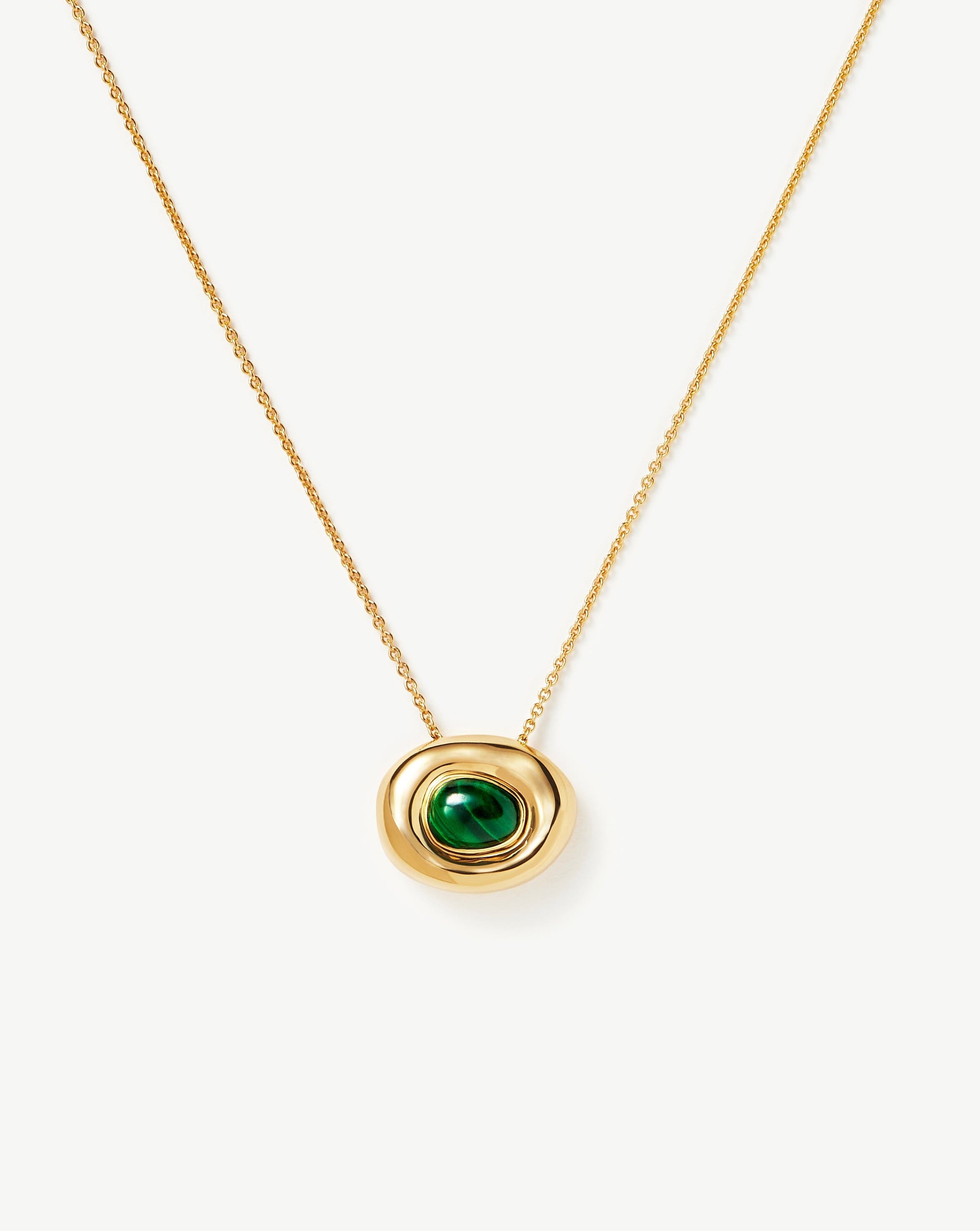 Molten Gemstone Doughnut Pendant Necklace | 18ct Gold Plated Vermeil/Malachite Necklaces Missoma 