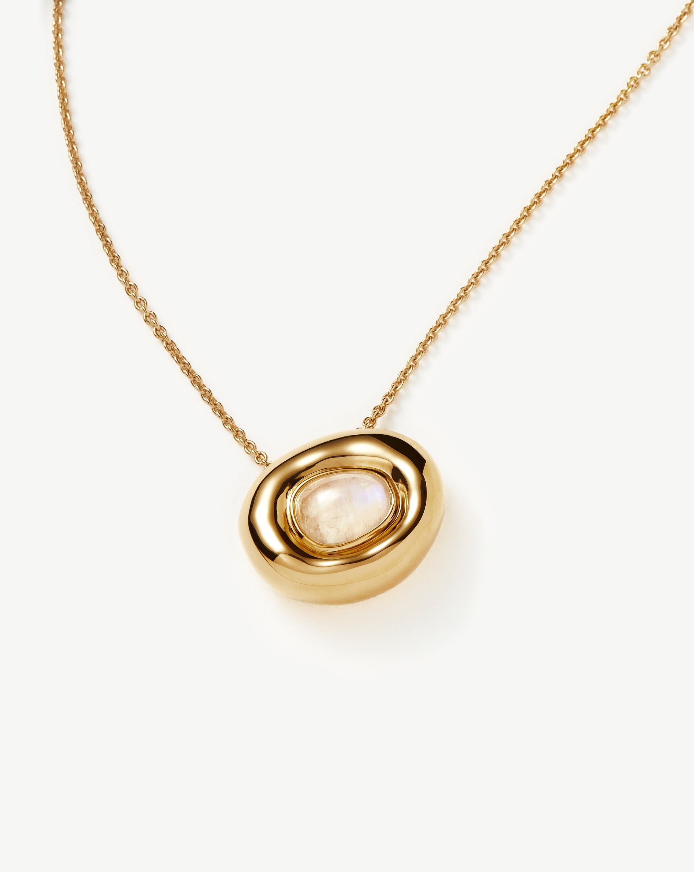 Molten Gemstone Doughnut Pendant Necklace | 18ct Gold Plated Vermeil/Rainbow Moonstone Necklaces Missoma 