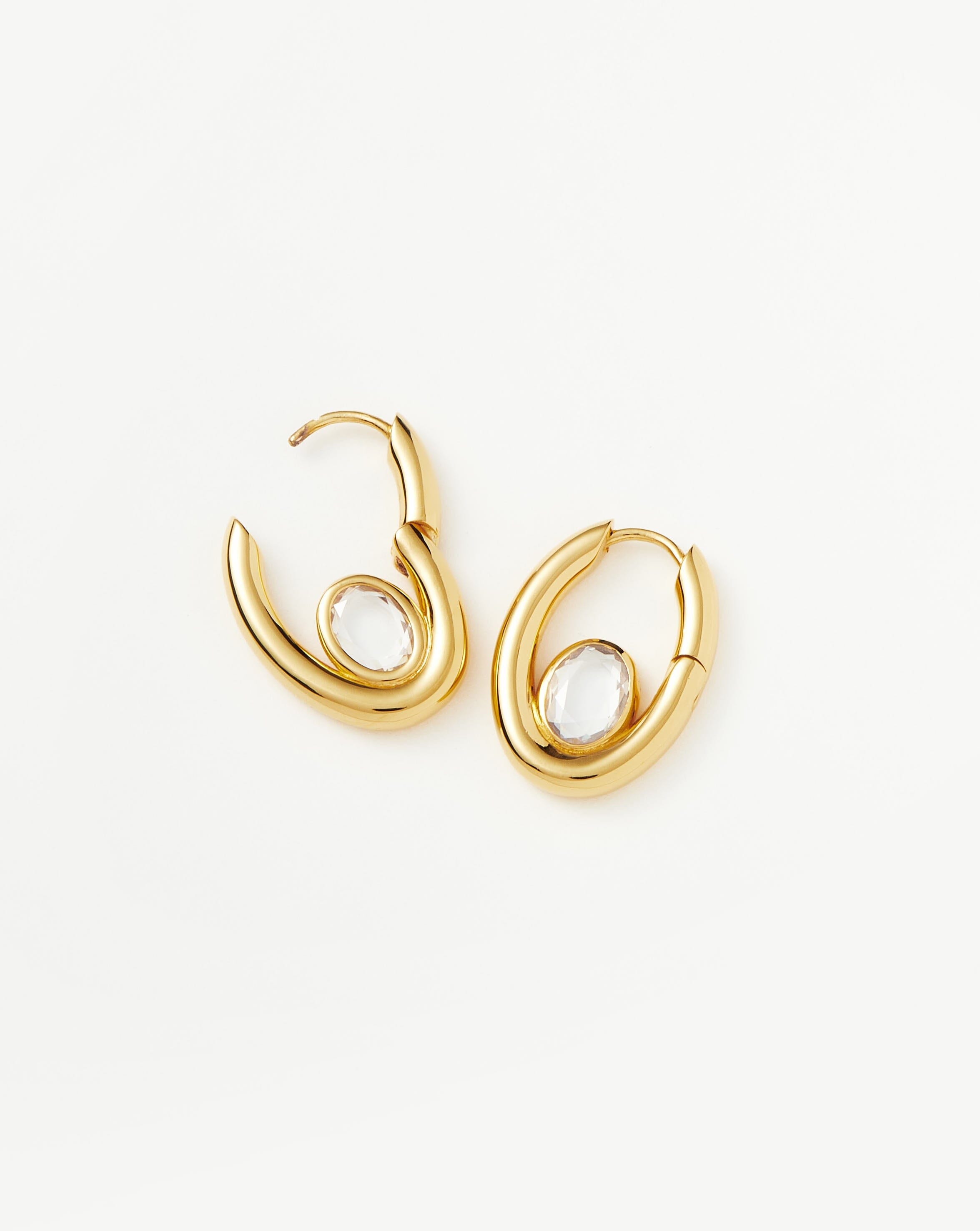 Oval Stone Medium Hoop Earrings | 18ct Gold Plated Vermeil/Cubic Zirconia Earrings Missoma 
