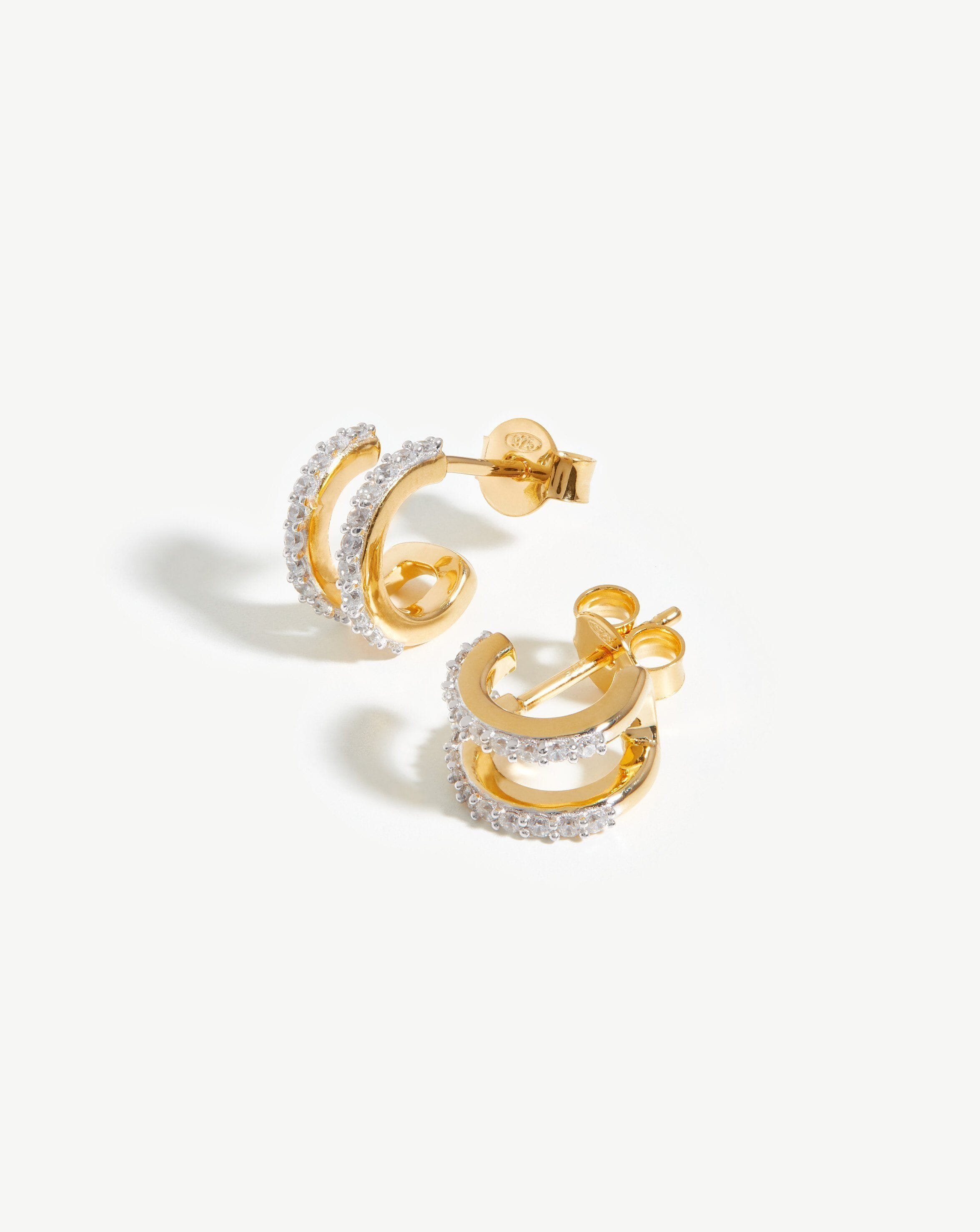 Pave Double Huggies | 18ct Gold Plated Vermeil/Cubic Zirconia Earrings Missoma 