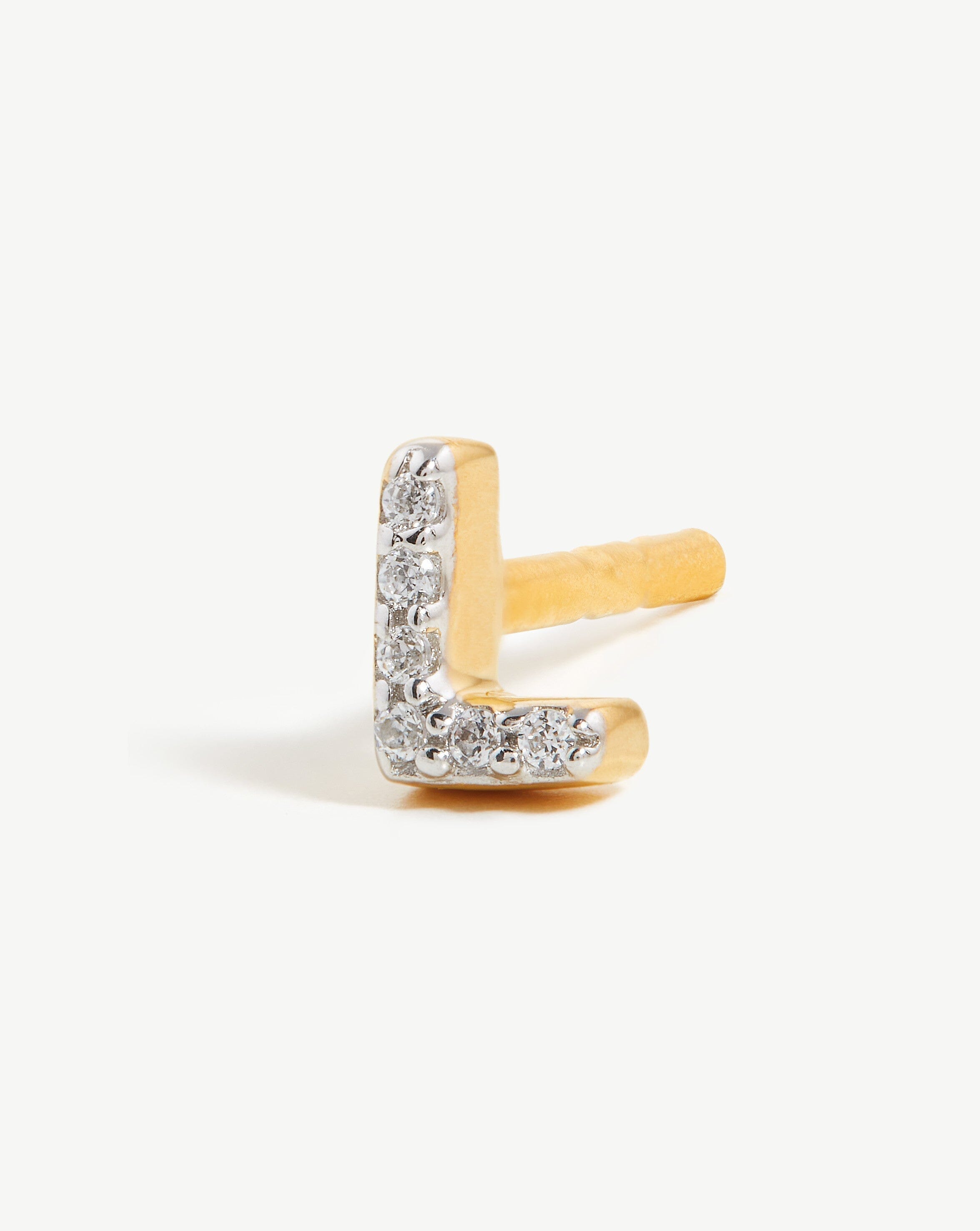 Pave Initial Single Stud Earring - Initial L | 18ct Gold Plated Vermeil/Cubic Zirconia Earrings Missoma 