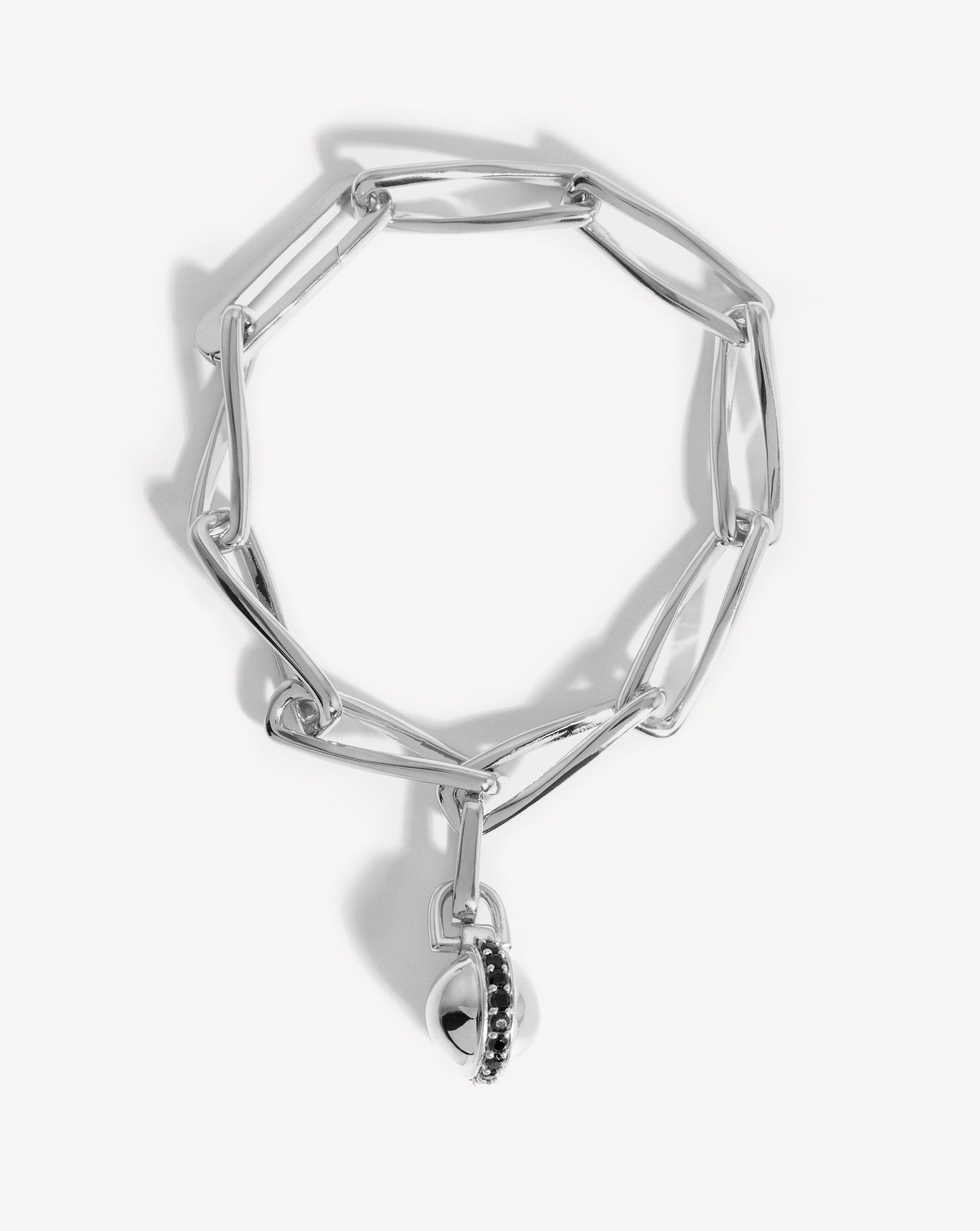 Pave Sphere Twisted Link Chain Bracelet | Silver Plated/Black Spinel Bracelets Missoma 