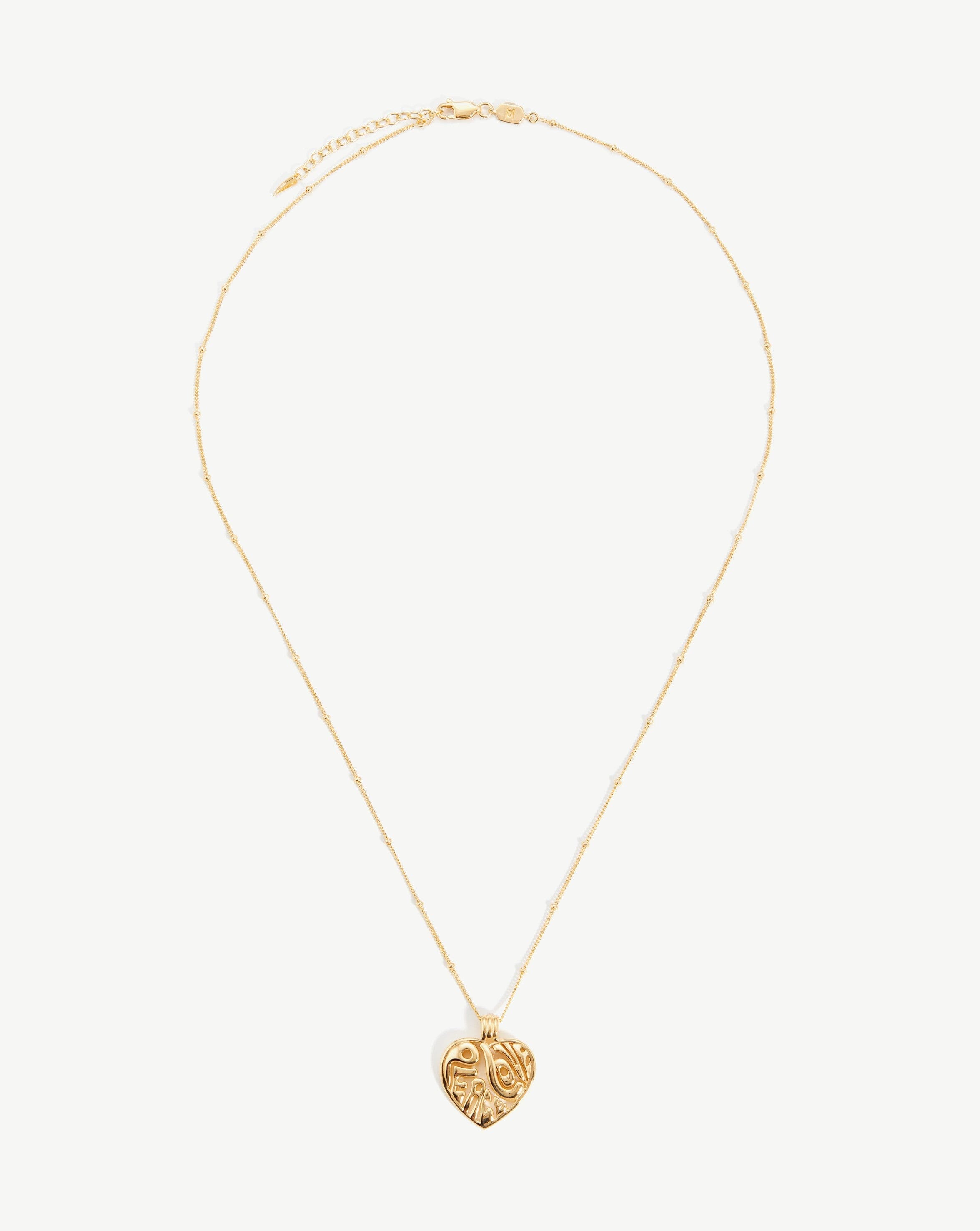 Peace & Love Heart Pendant Chain Necklace | 18ct Gold Plated Vermeil Necklaces Missoma 
