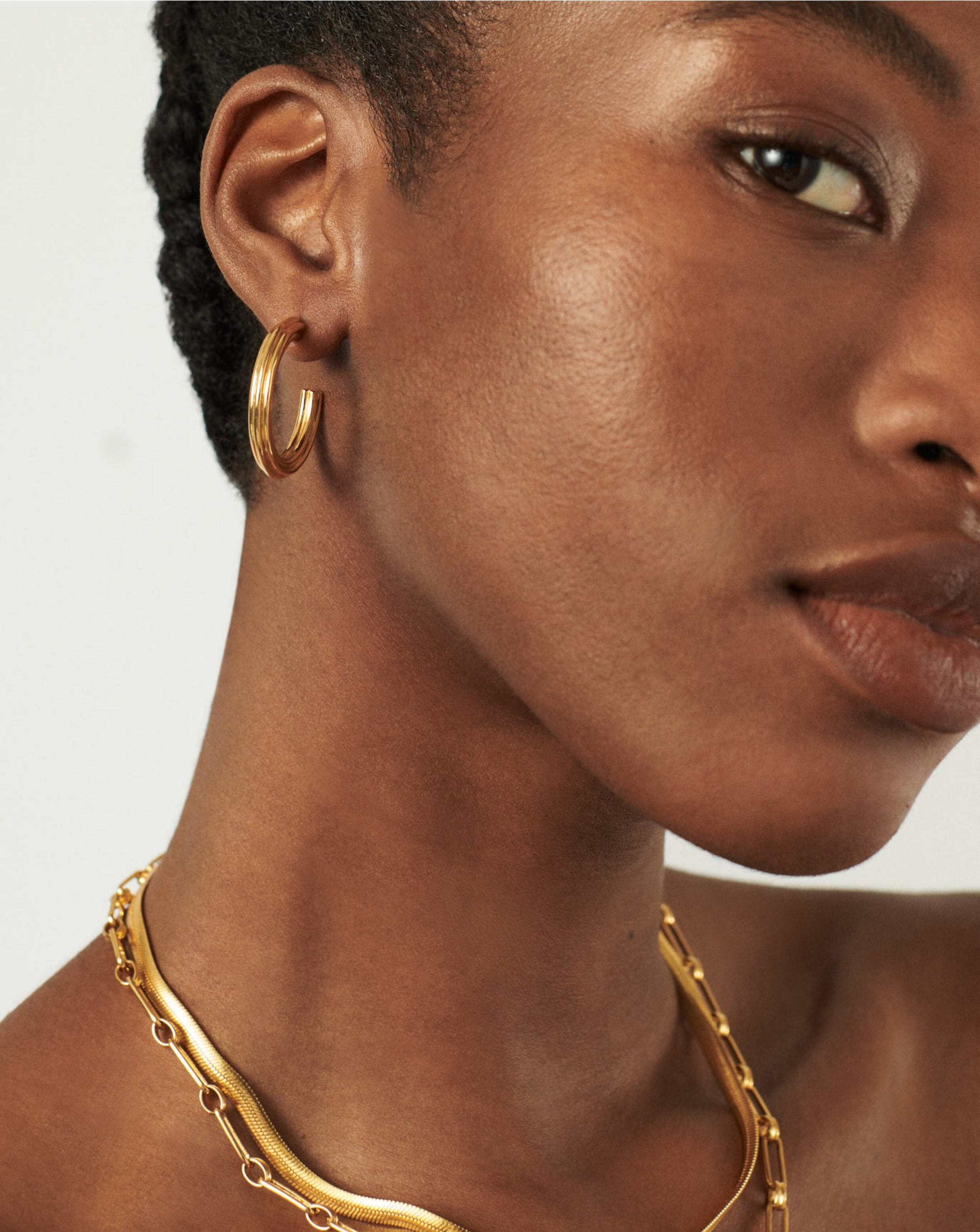 Ridge Large Hoop Earrings | 18ct Gold Plated Earrings Missoma 