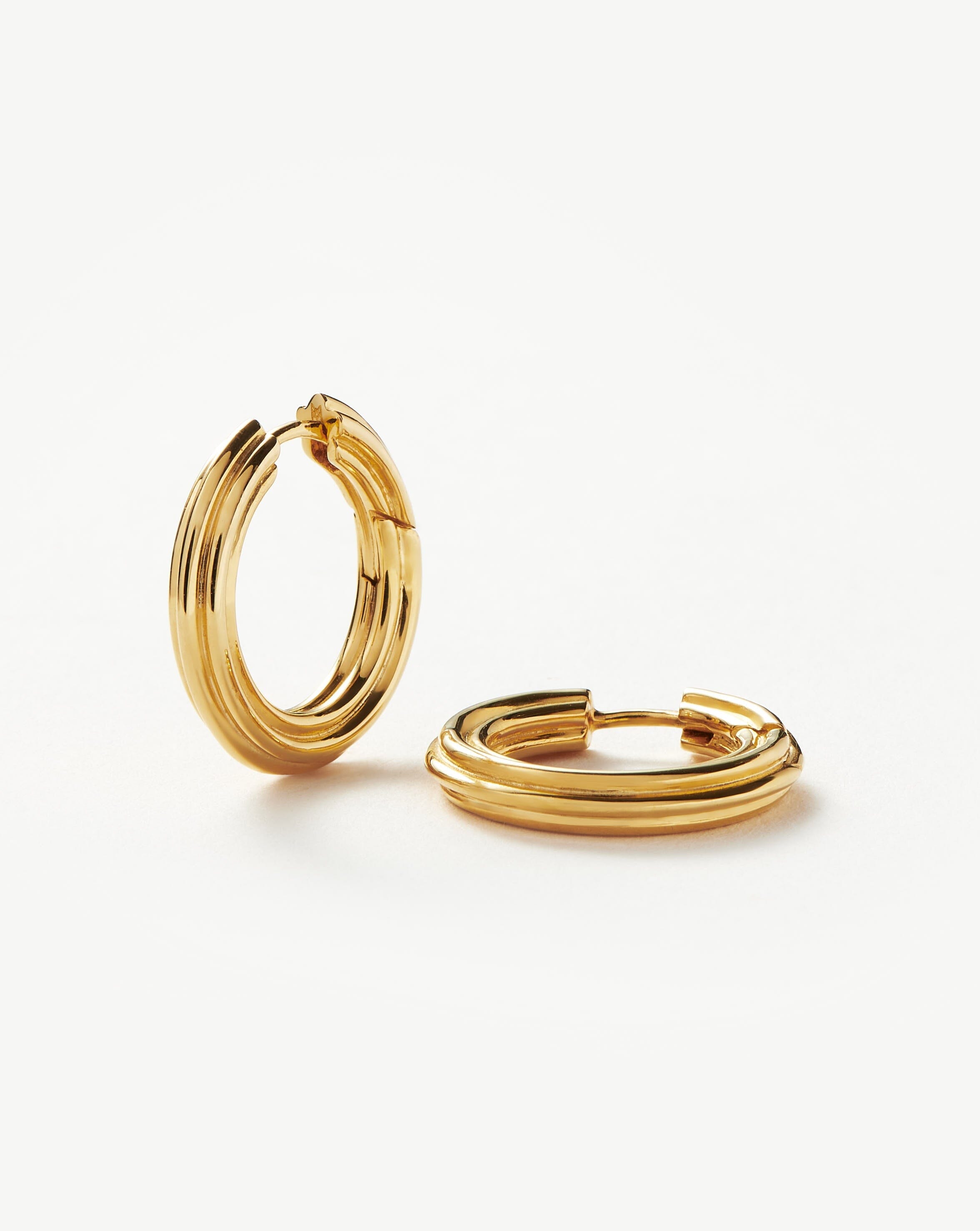 Ridge Medium Hoop Earrings | 18ct Gold Plated Earrings Missoma 