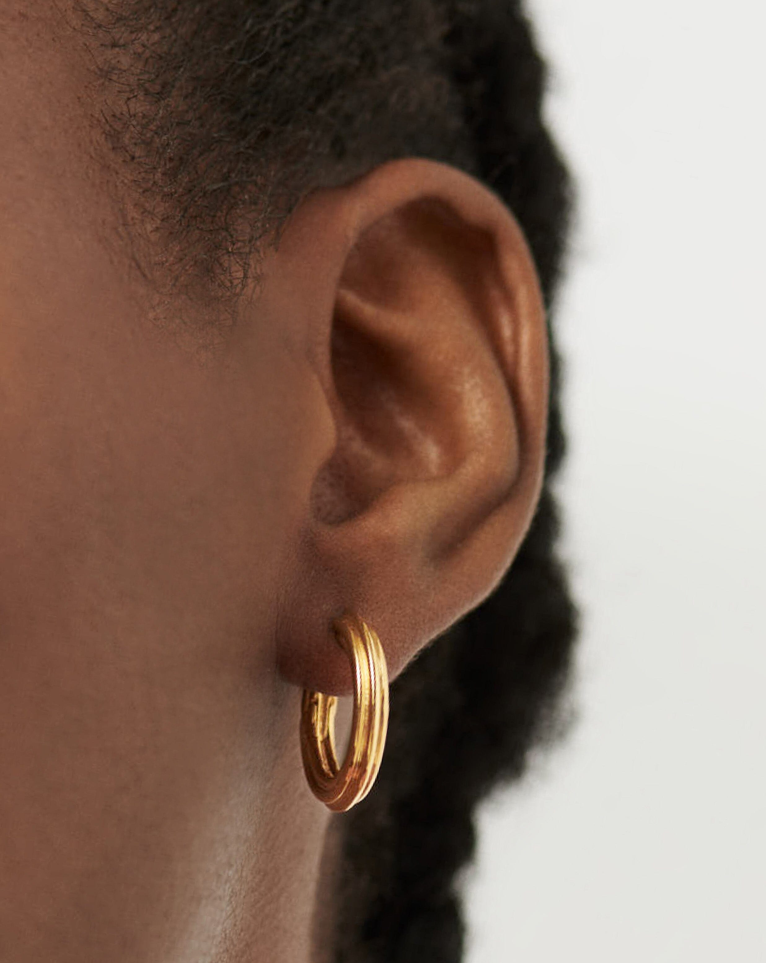 Ridge Medium Hoop Earrings | 18ct Gold Plated Earrings Missoma 