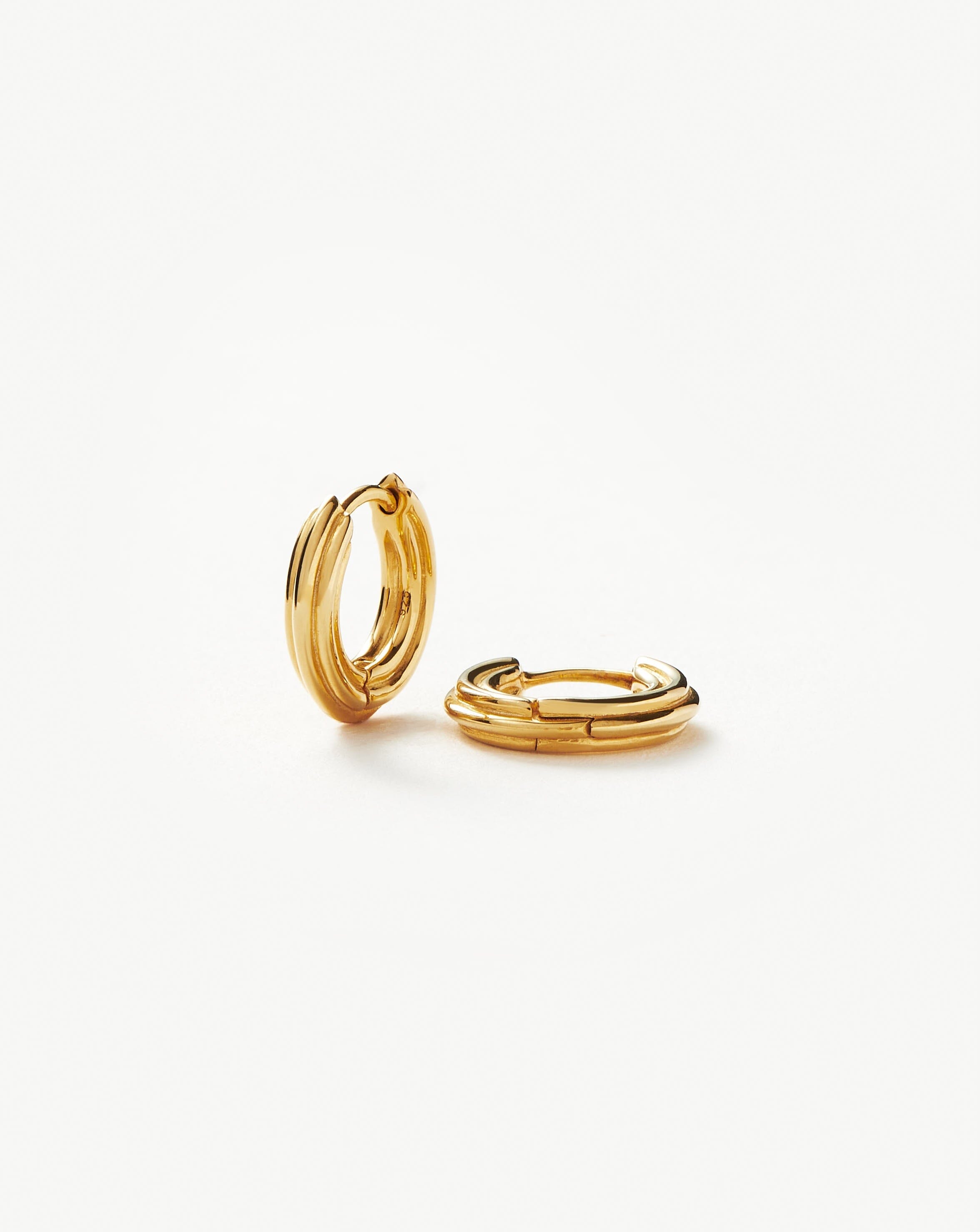 Ridge Mini Hoop Earrings | 18ct Gold Plated Earrings Missoma 