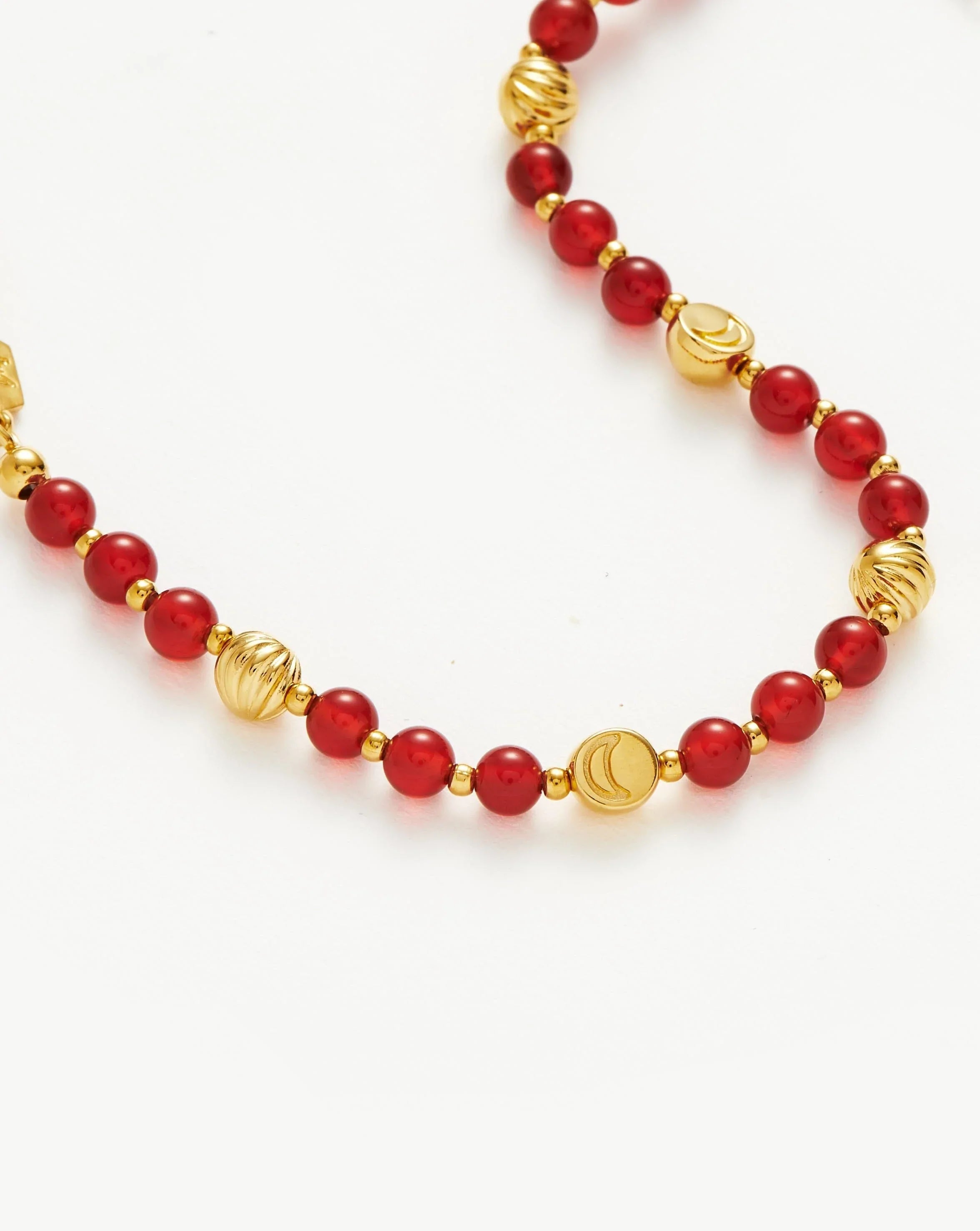 Savi Gemstone Beaded Bracelet | 18ct Gold Plated Vermeil/Red Chalcedony Bracelets Missoma 