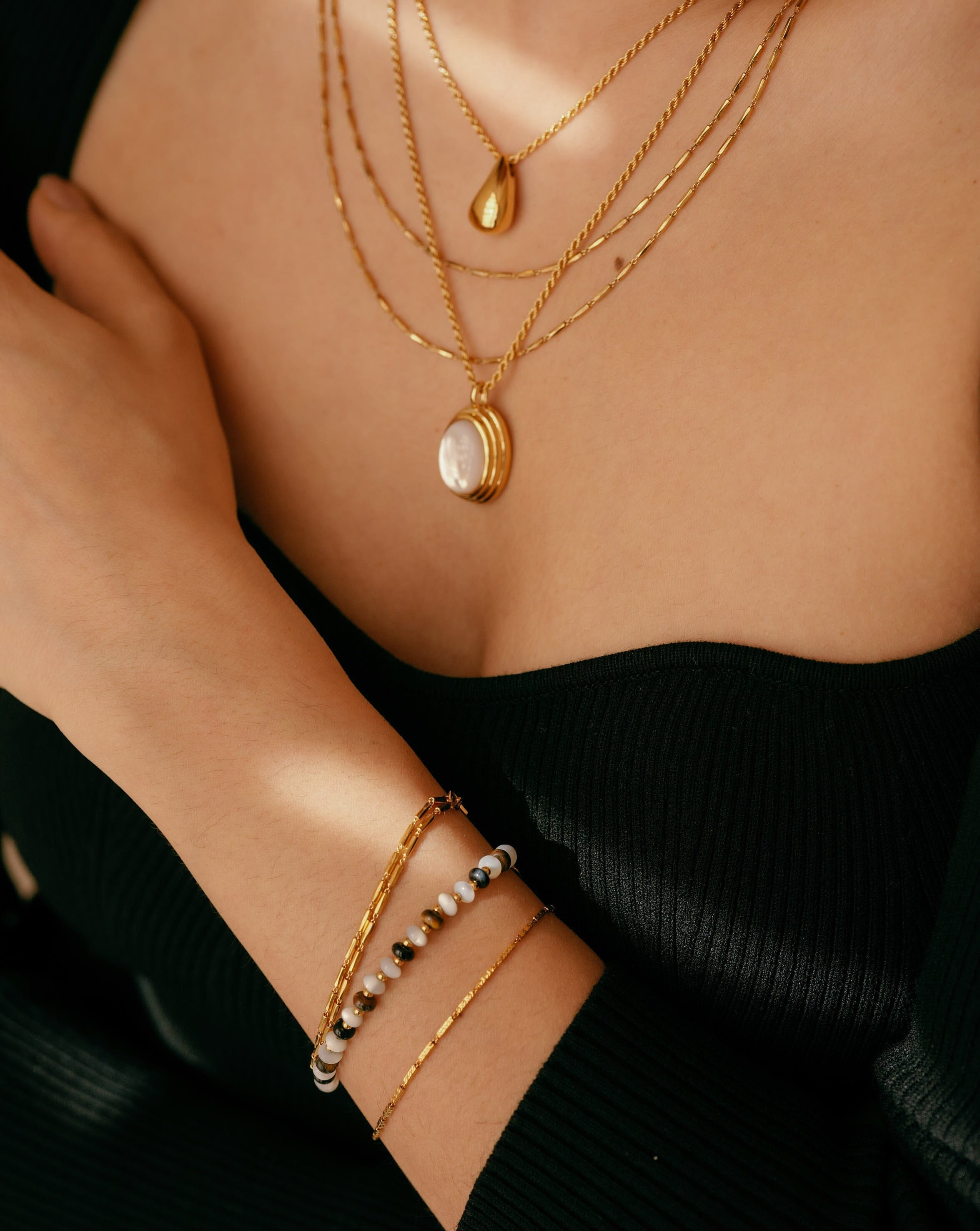 Savi Pearl & Gemstone Beaded Bracelet | 18ct Gold Plated/Multi Bracelets Missoma 