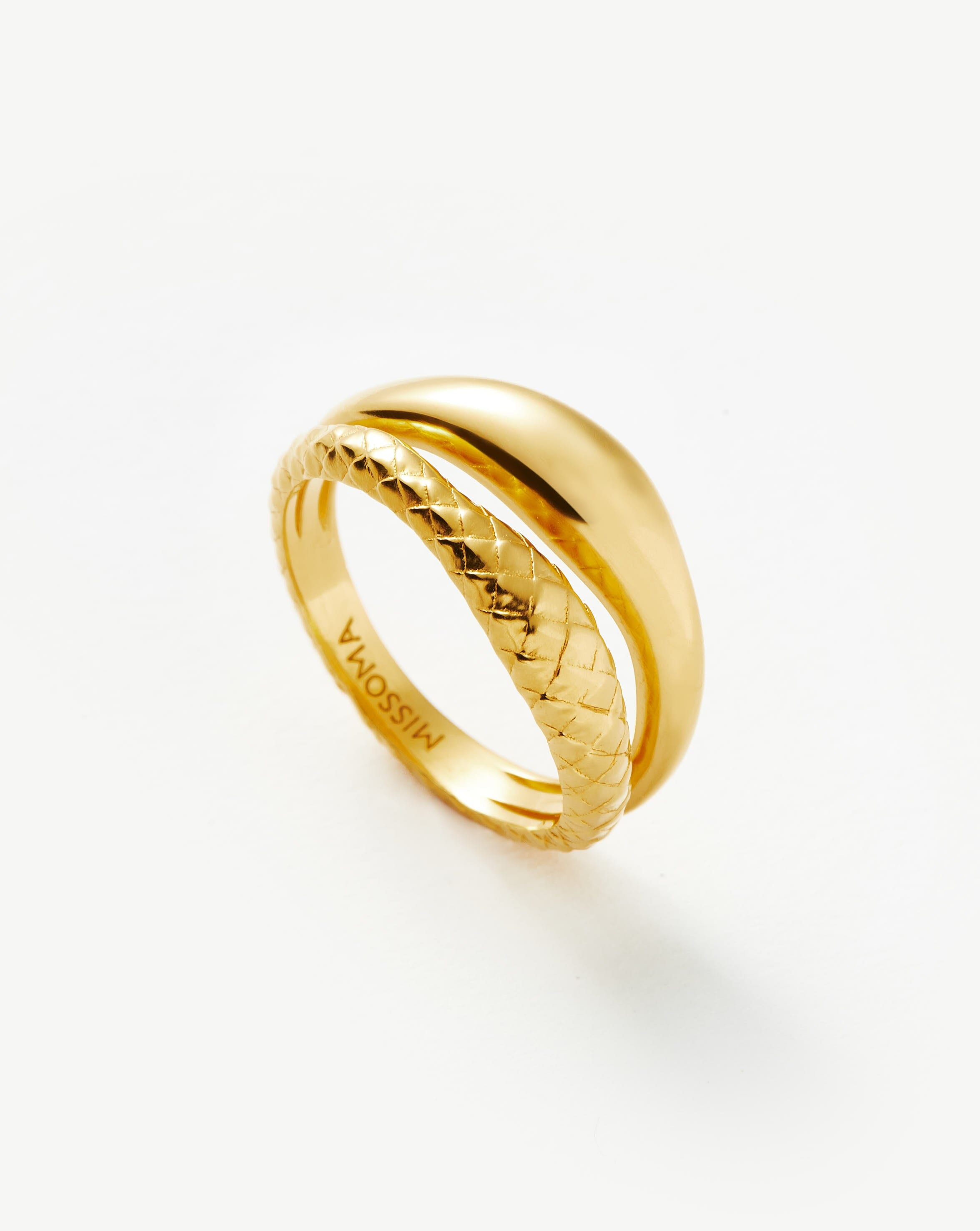 Serpent Textured Double Stacking Ring | 18ct Gold Plated Vermeil Rings Missoma 