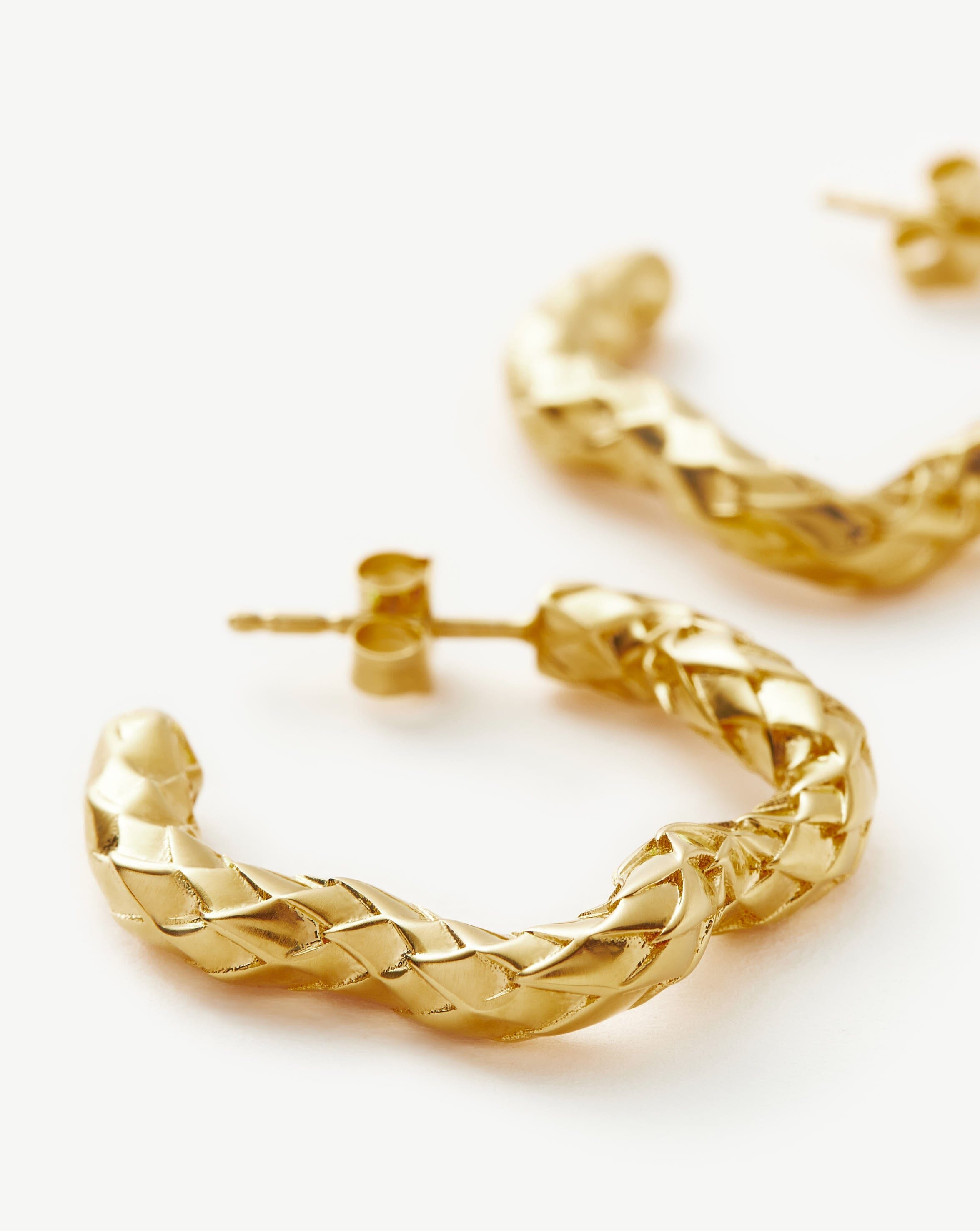 Serpent Textured Squiggle Medium Hoop Earrings | 18ct Gold Plated Earrings Missoma 