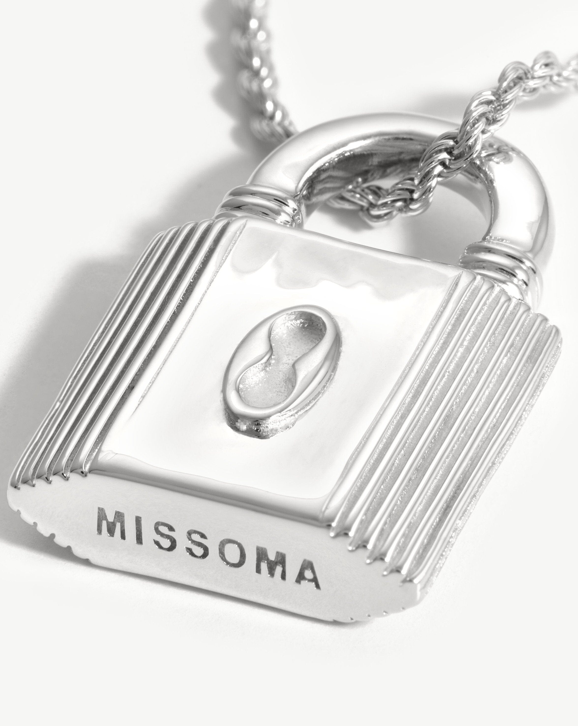 Small Ridge Padlock Necklace | Silver Plated Necklaces Missoma 