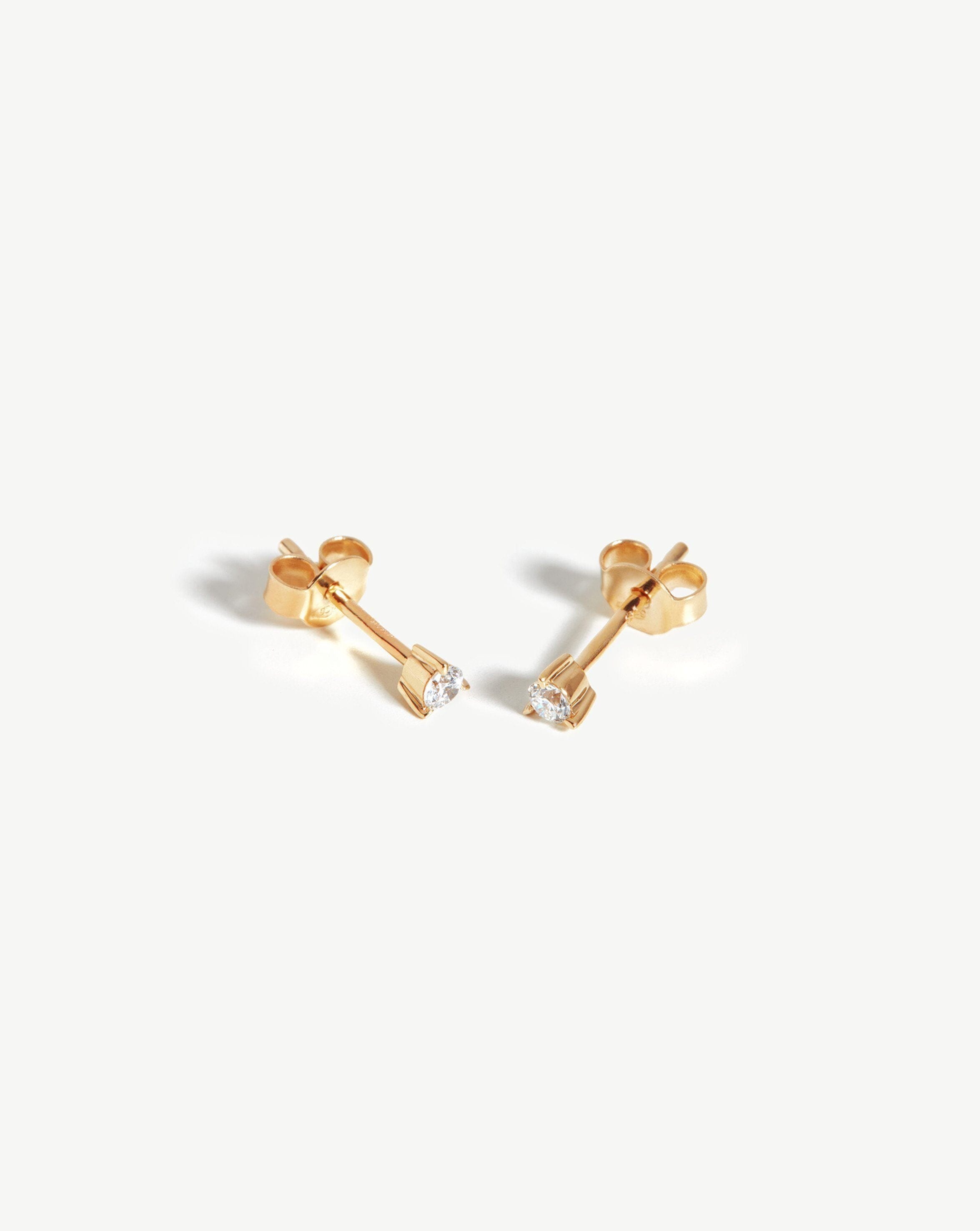 Small Solitaire Diamond Stud Earrings | 14ct Solid Gold Earrings Missoma 