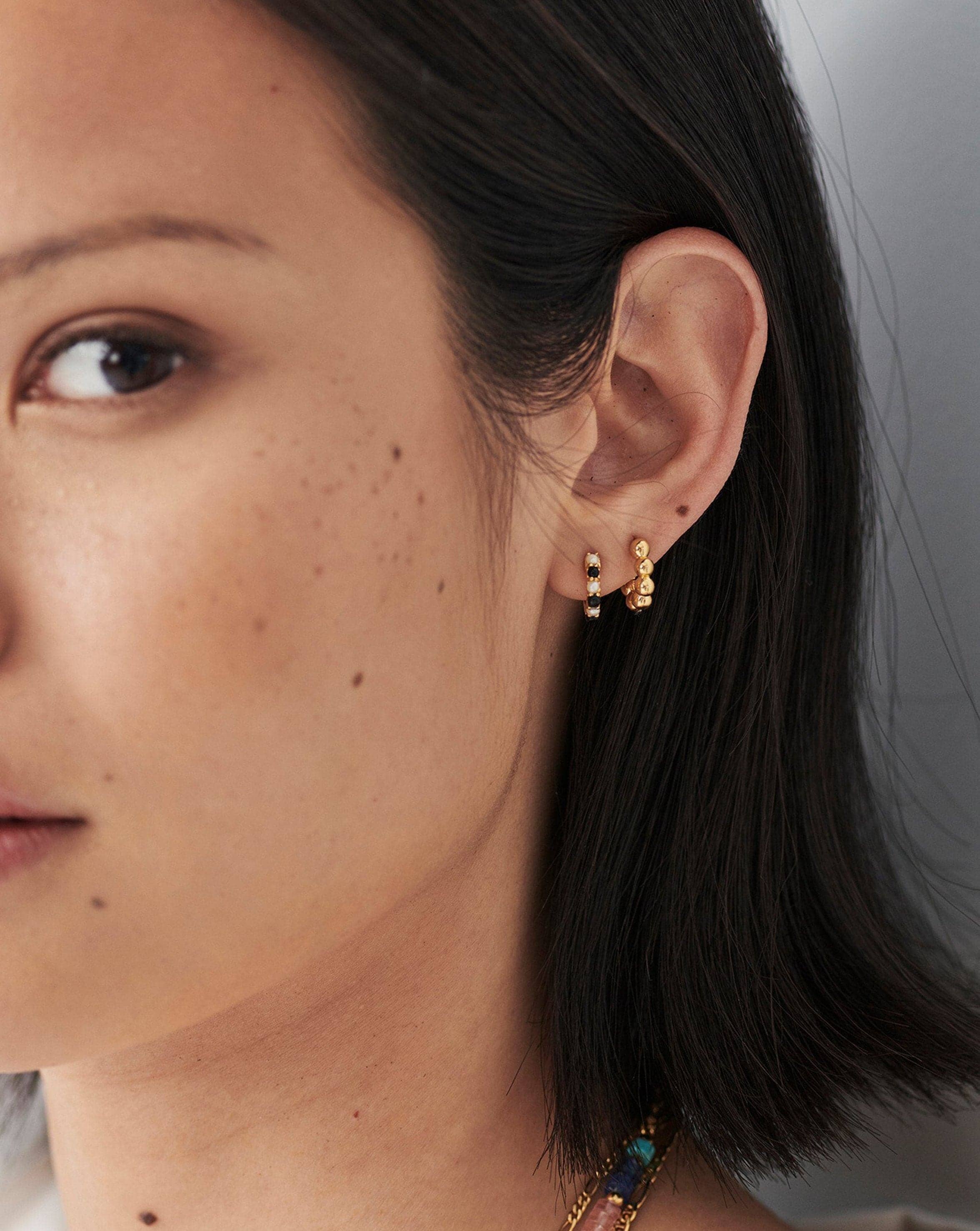 Sphere Beaded Huggies | 18ct Gold Plated Vermeil Earrings Missoma 