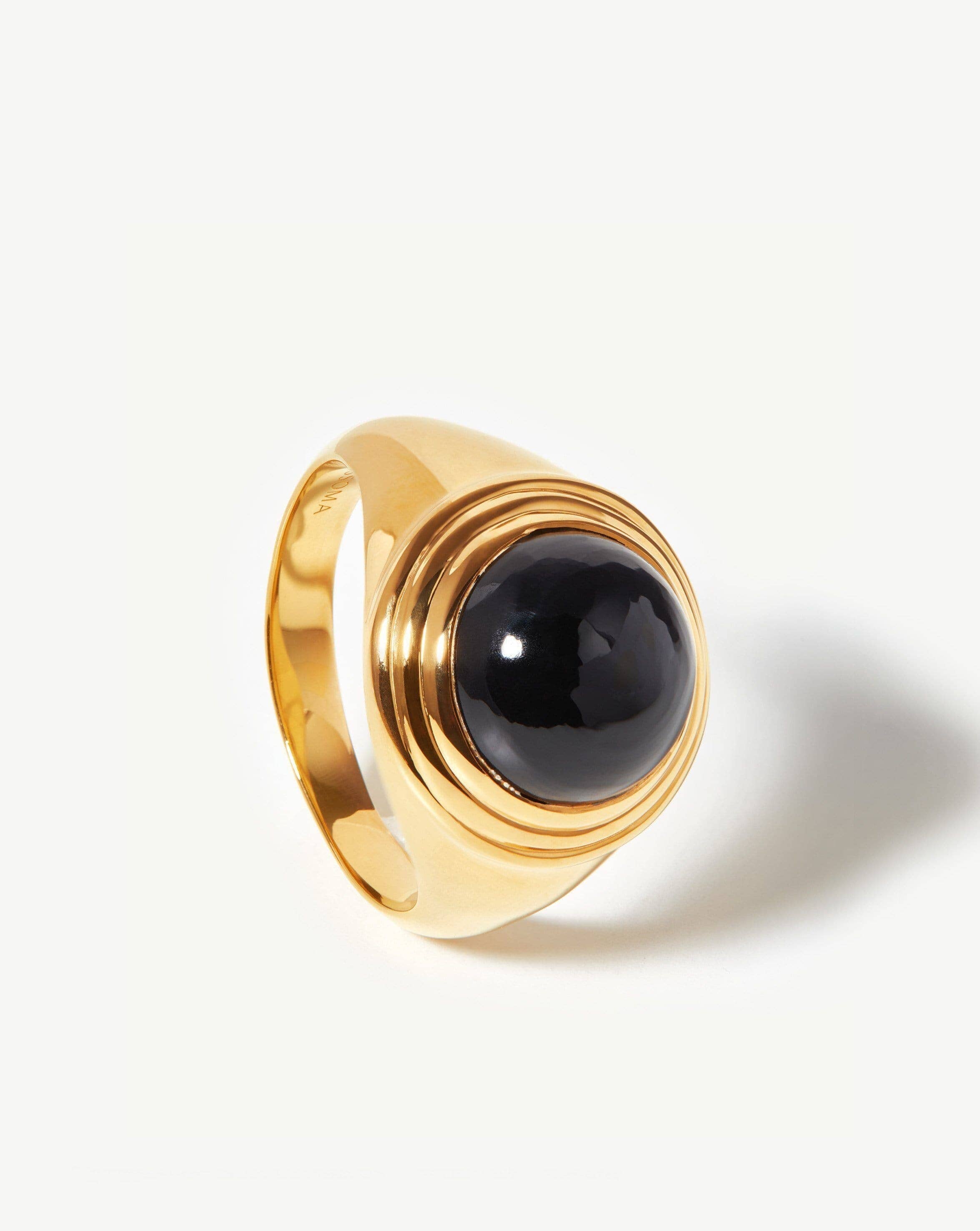 Sphere Ridge Ring | 18ct Gold Plated/Black Onyx Rings Missoma 