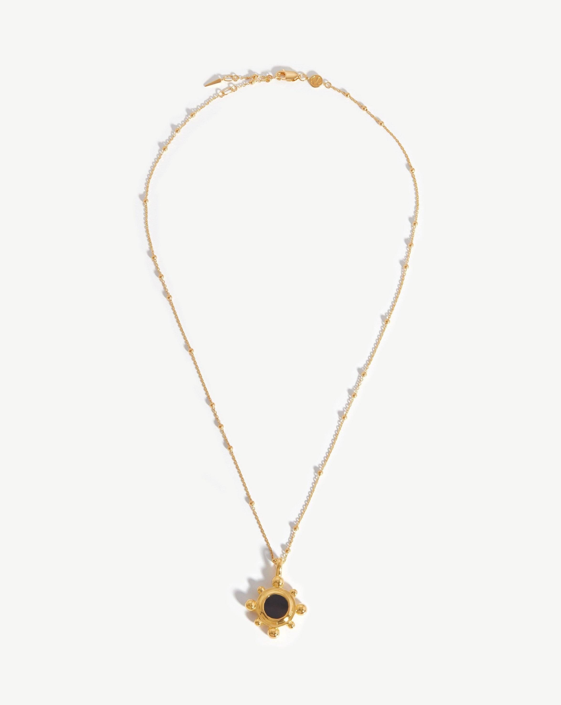 Sphere Round Pendant Necklace | 18ct Gold Plated/Black Onyx Necklaces Missoma 