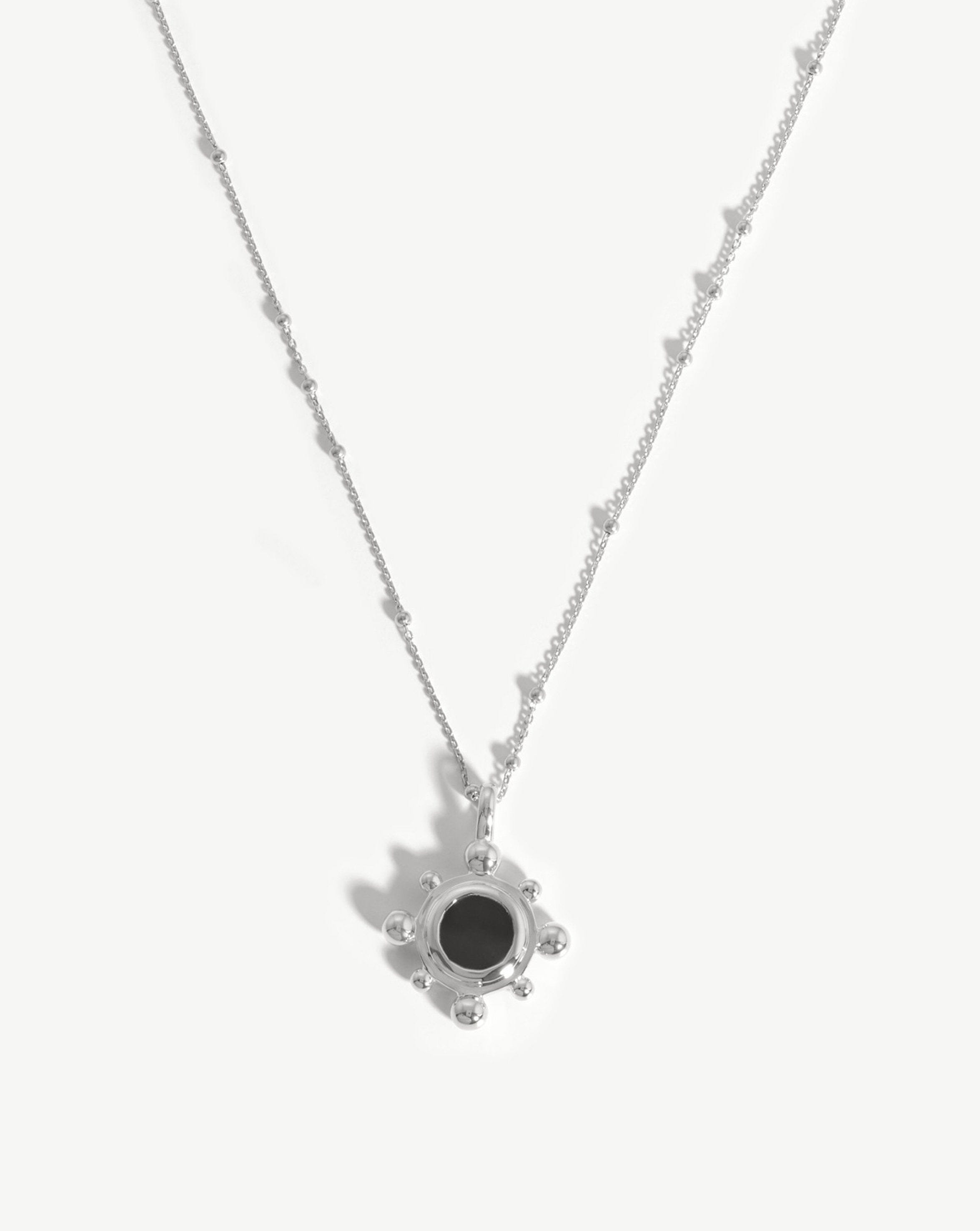 Sphere Round Pendant Necklace | Silver Plated/Black Onyx Necklaces Missoma 
