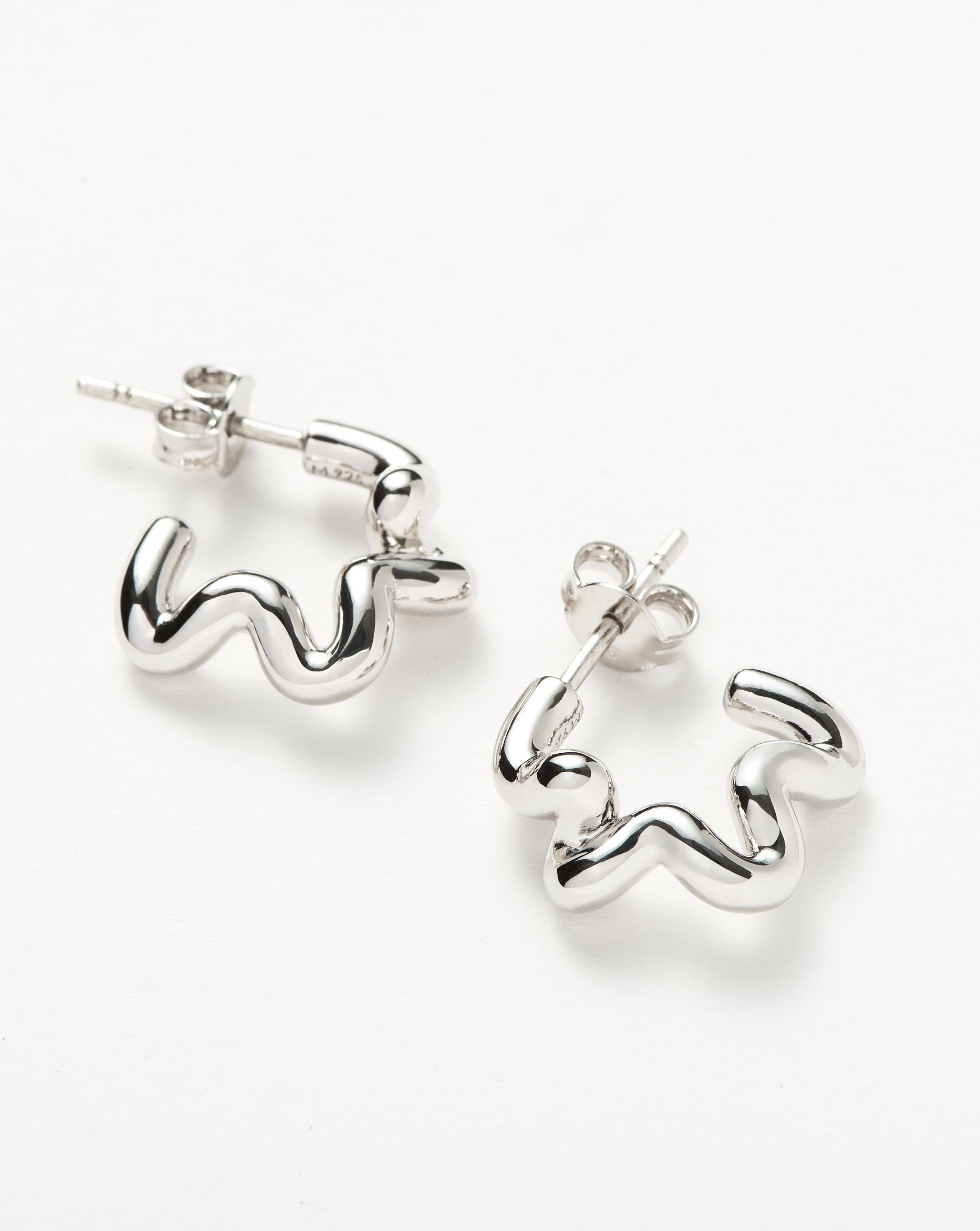 Squiggle Mini Hoop Earrings | Sterling Silver Earrings Missoma 