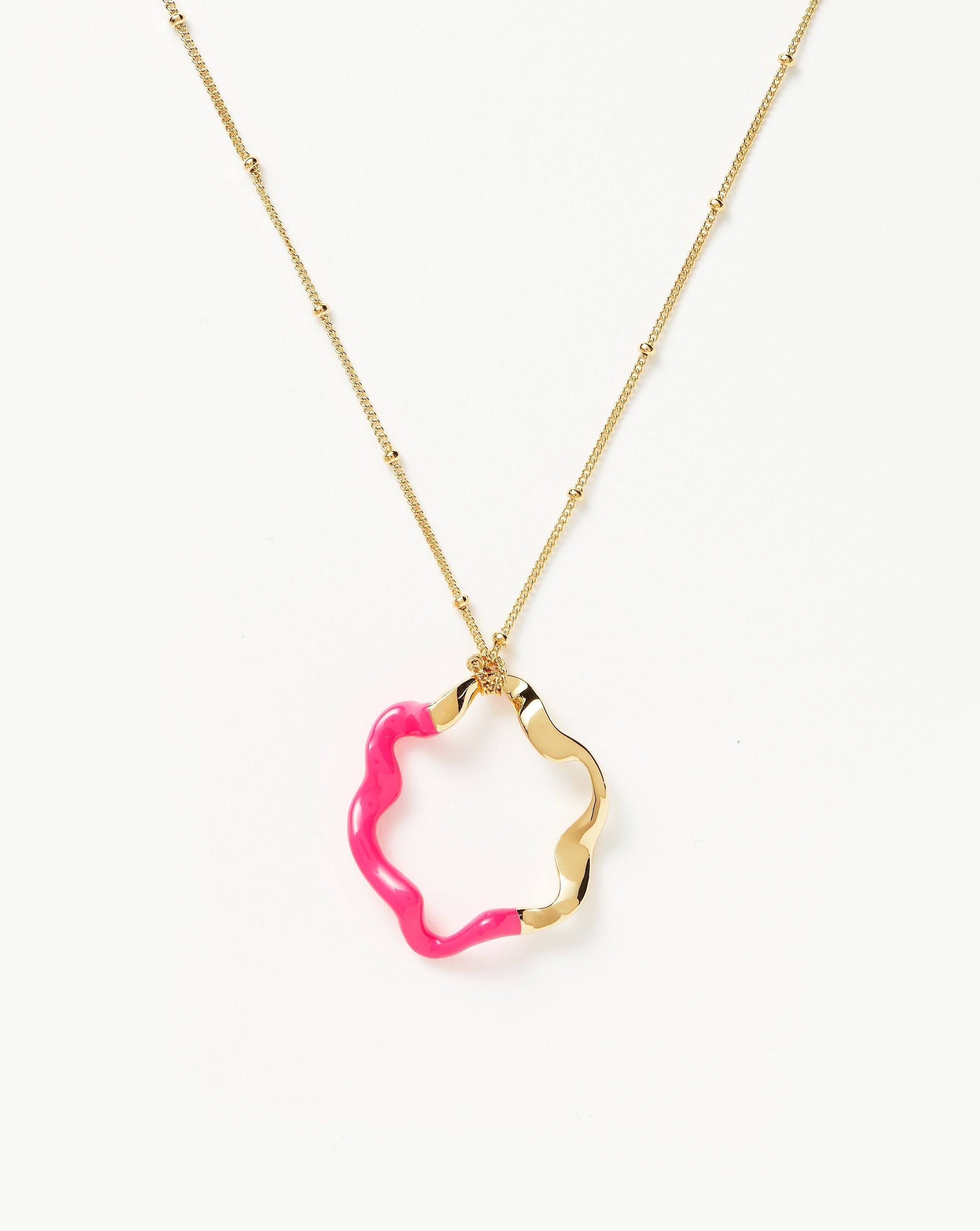 Squiggle Two Tone Enamel Pendant Necklace | 18ct Gold Plated Vermeil/Hot Pink Necklaces Missoma 
